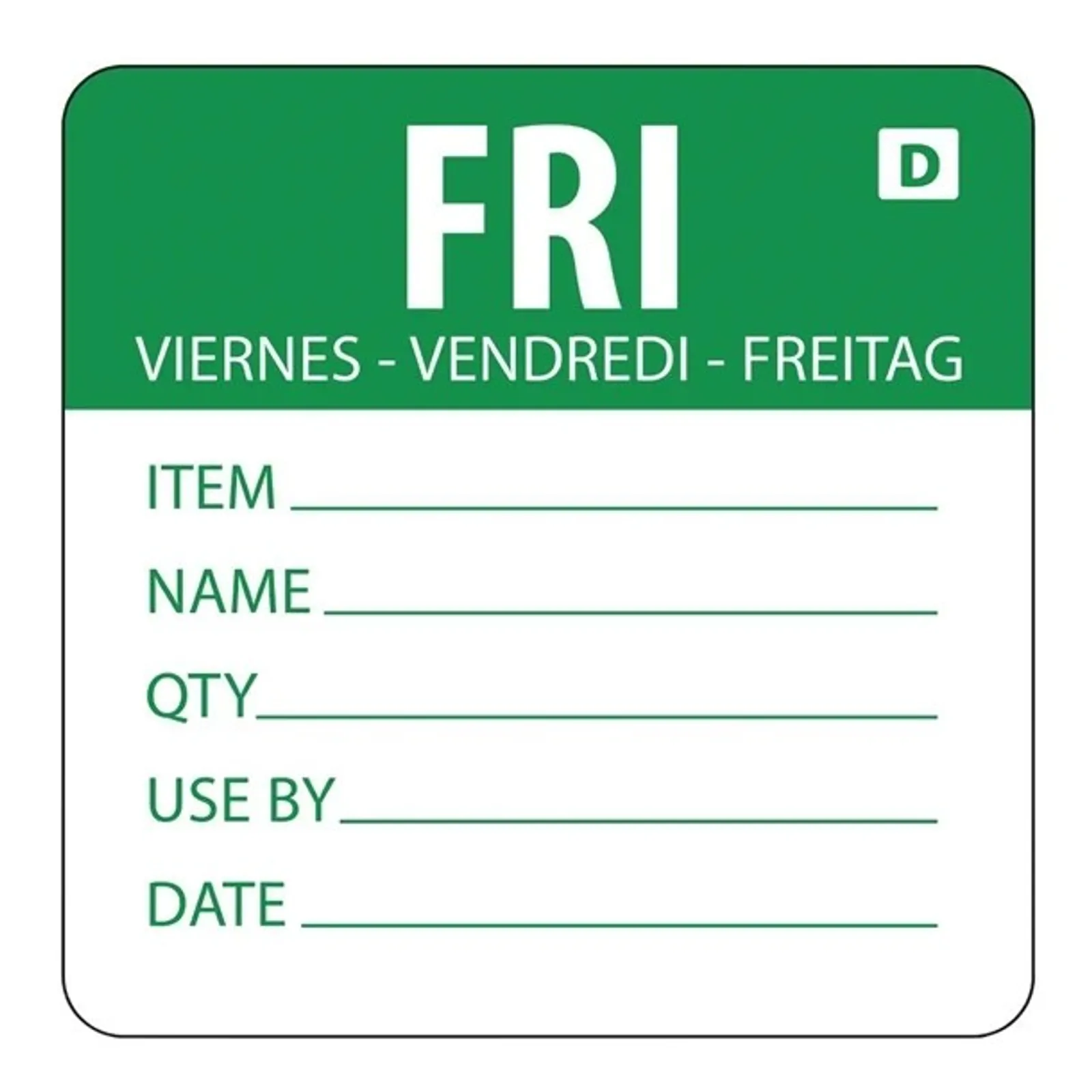 Hygiplas GH355 - Dissolvable Day of the Week Labels Friday