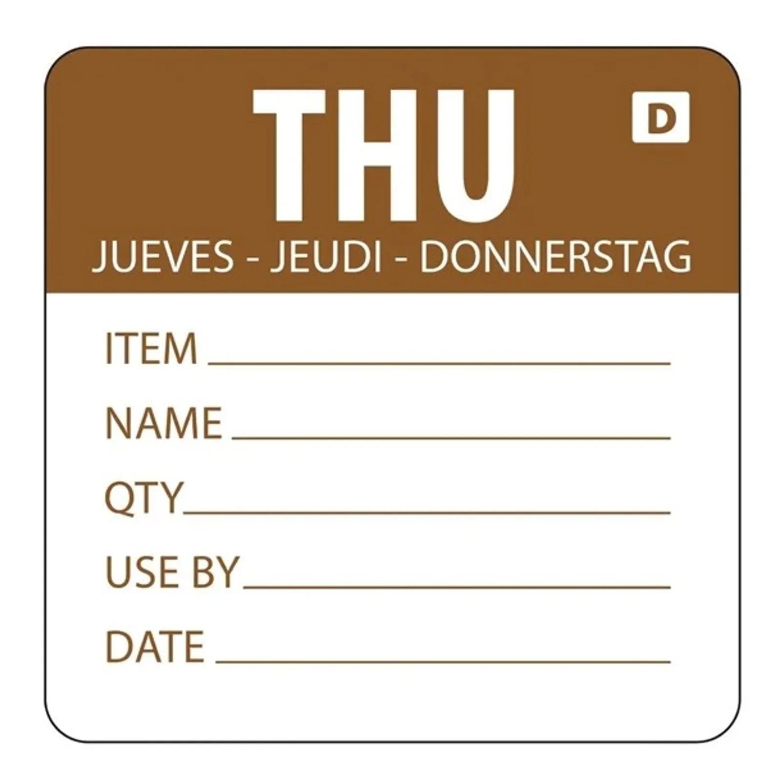 Hygiplas GH354 - Dissolvable Day of the Week Labels Thursday