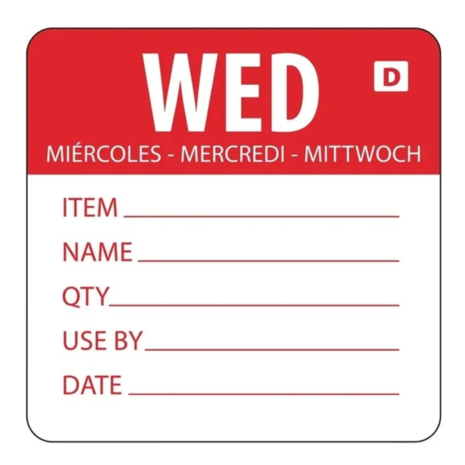 Hygiplas GH353 - Dissolvable Day of the Week Labels Wednesday