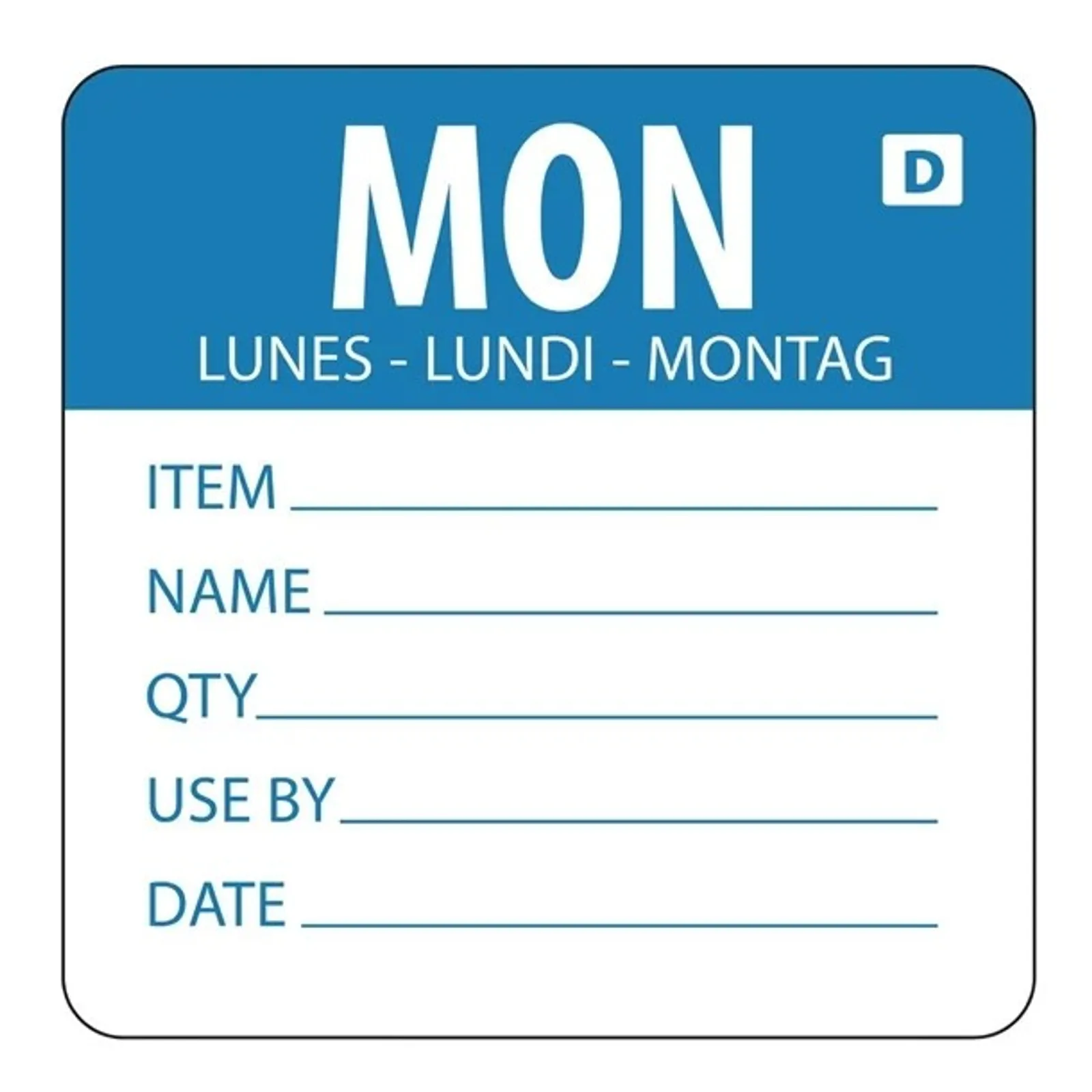 Hygiplas GH351 - Dissolvable Day of the Week Labels Monday