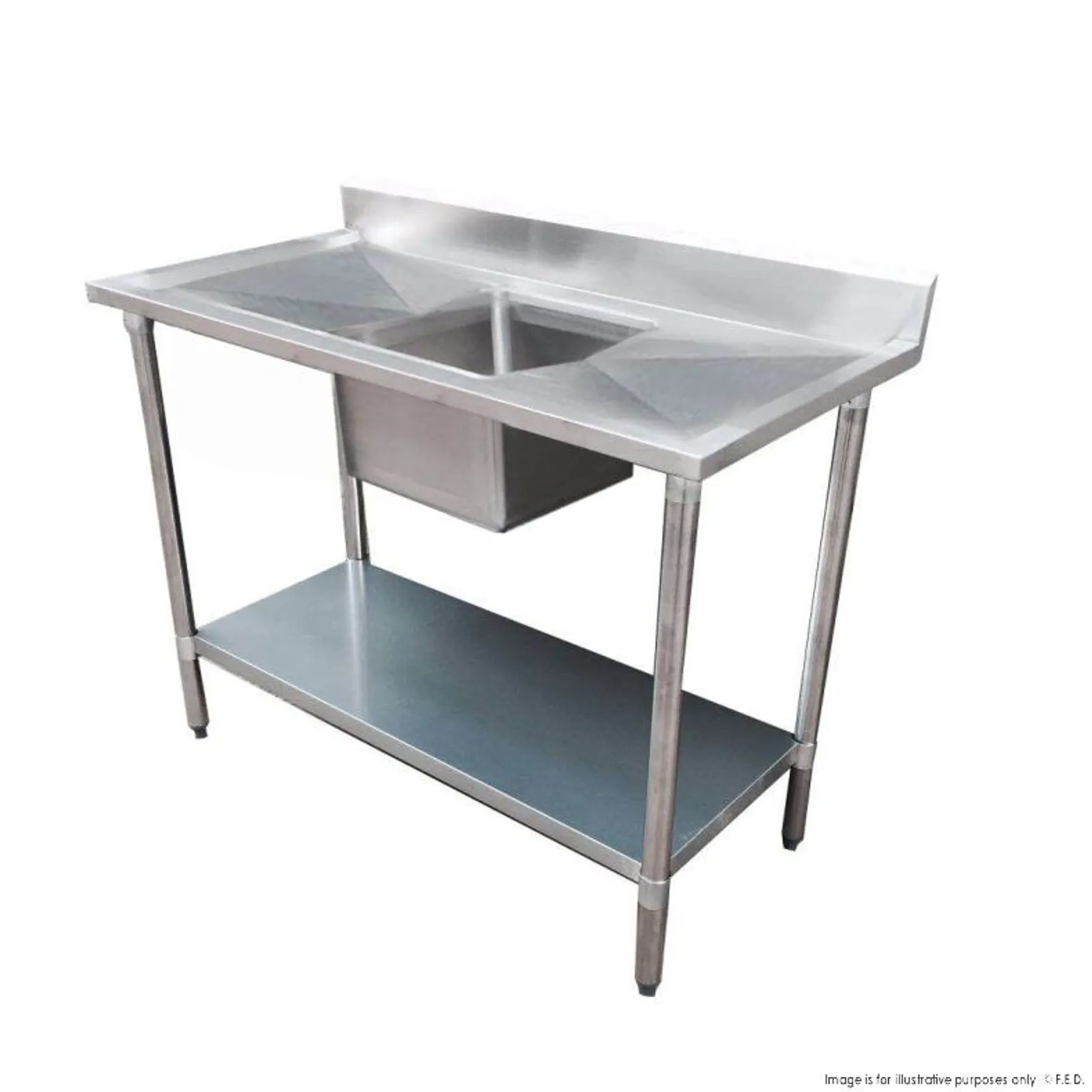 Modular Systems 1800-6-SSBC - Economic 304 Grade SS Centre Single Sink Bench 1800x600x900 with 610x400x250 sink