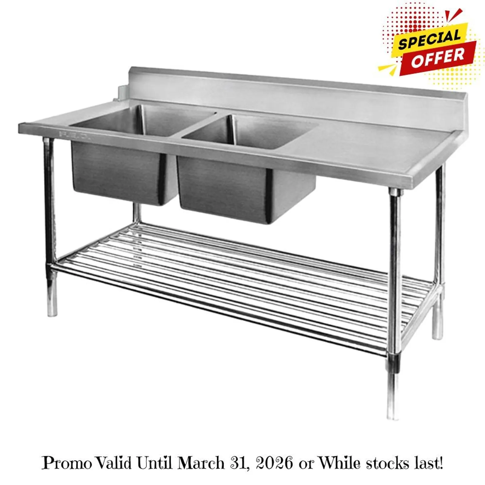 Modular Systems DSBD7-1800L/A - Left Inlet Double Sink Dishwasher Bench