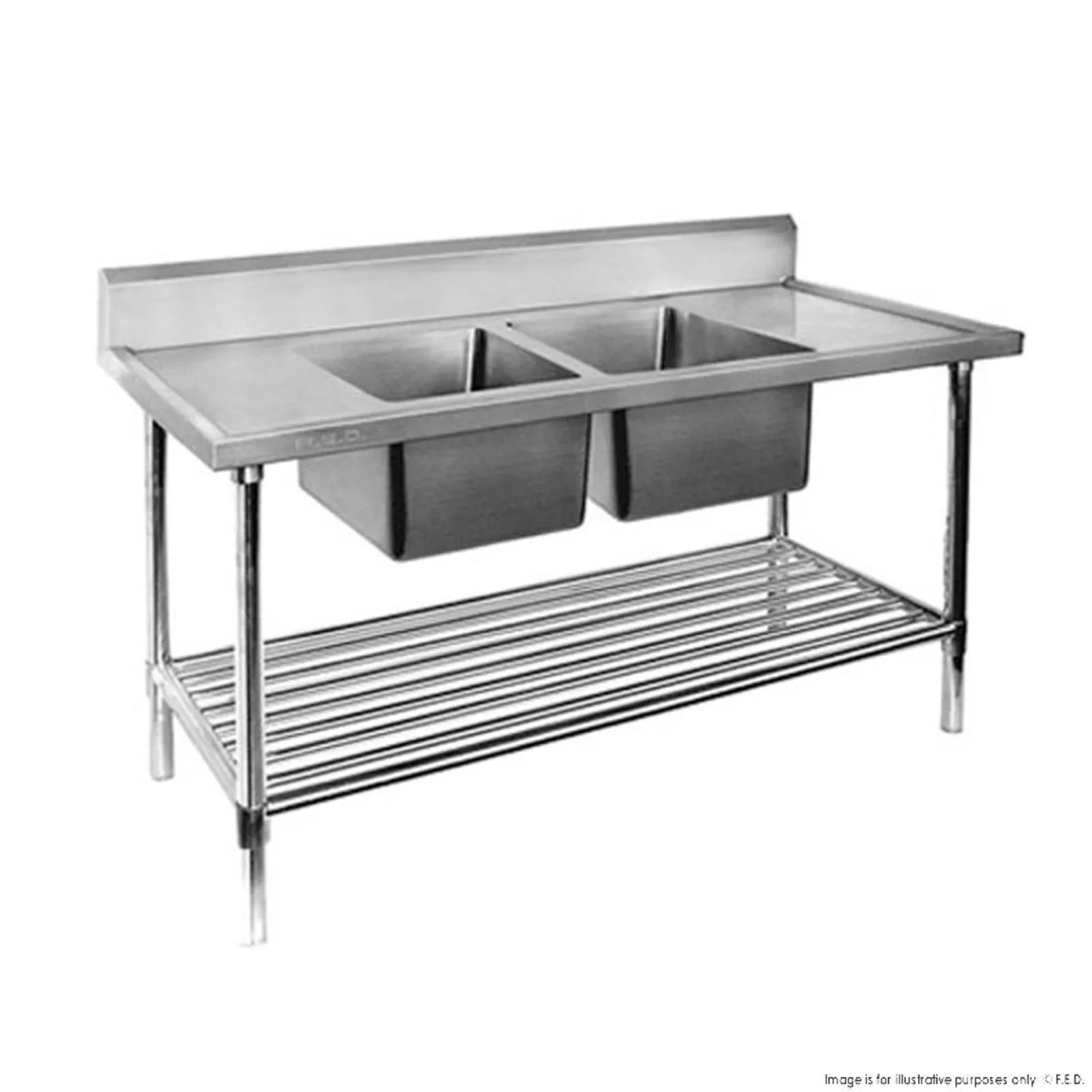 Modular Systems DSB6-1200C/A - DSB6-1200C/A Double Centre Sink Bench with Pot Undershelf