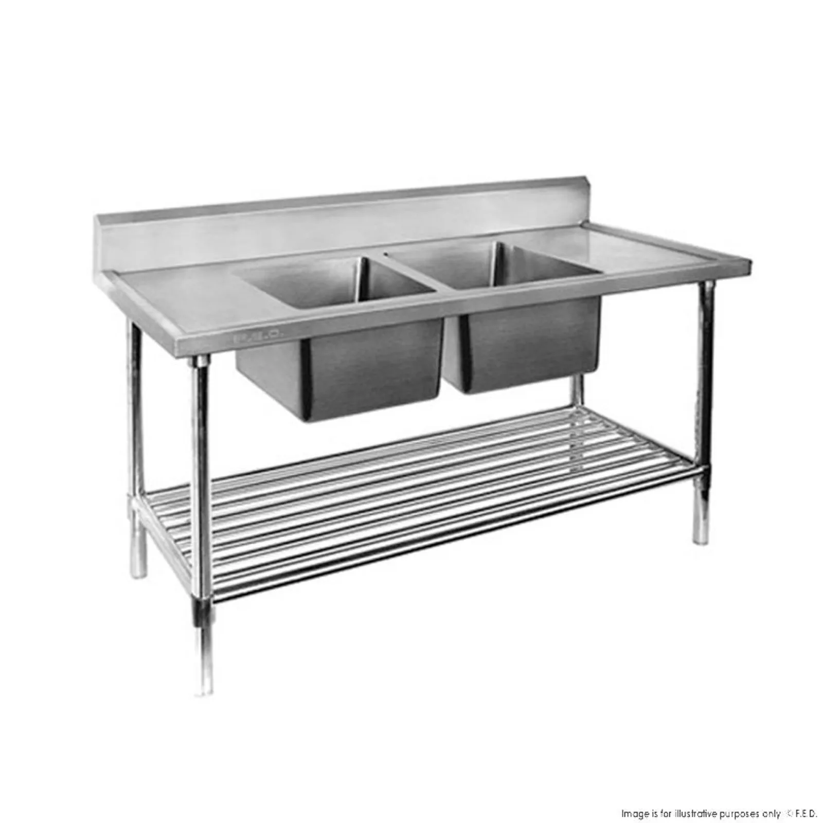 Modular Systems DSB7-1200C/A - Double Centre Sink Bench with Pot Undershelf
