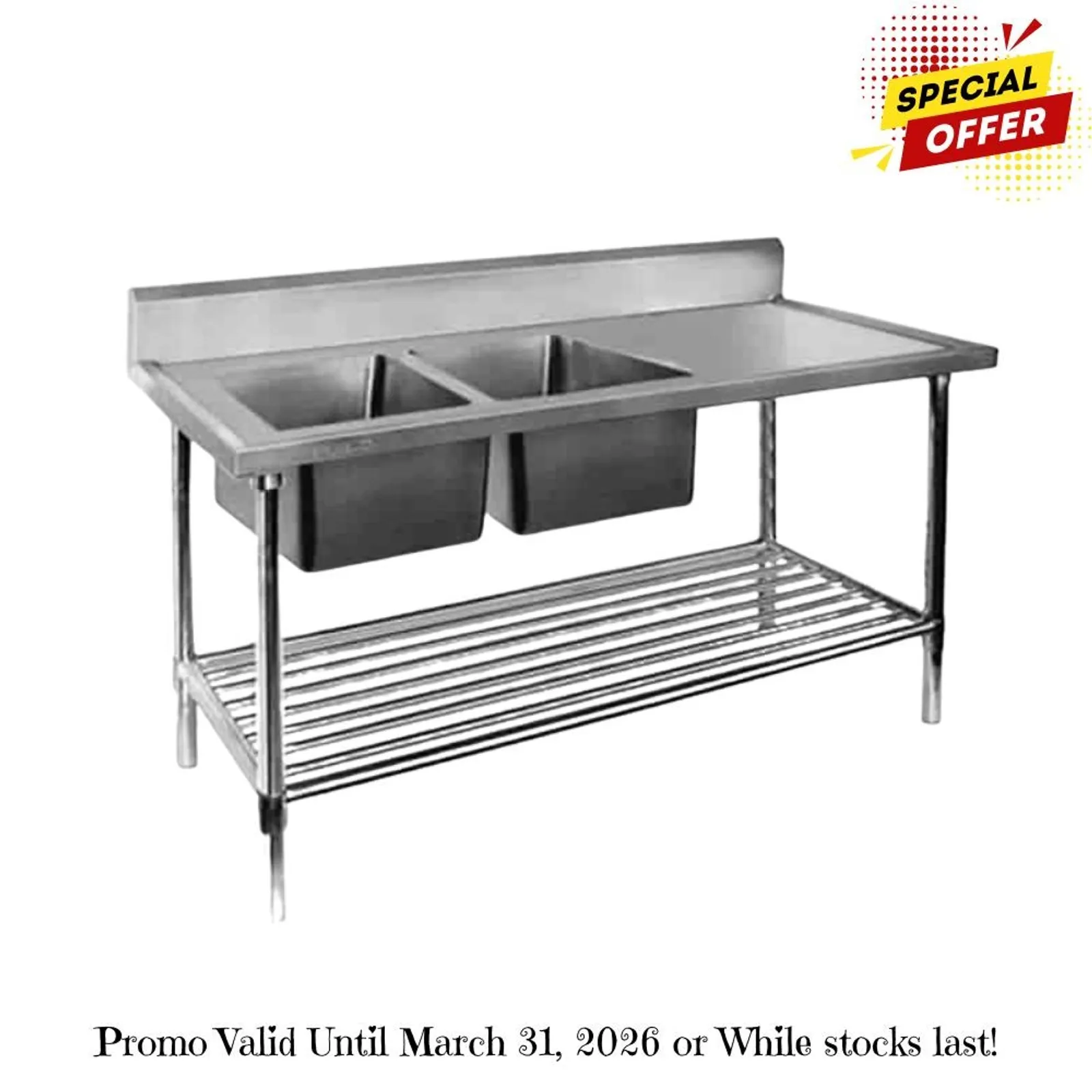 Modular Systems DSB7-1500L/A - Double Left Sink Bench with Pot Undershelf