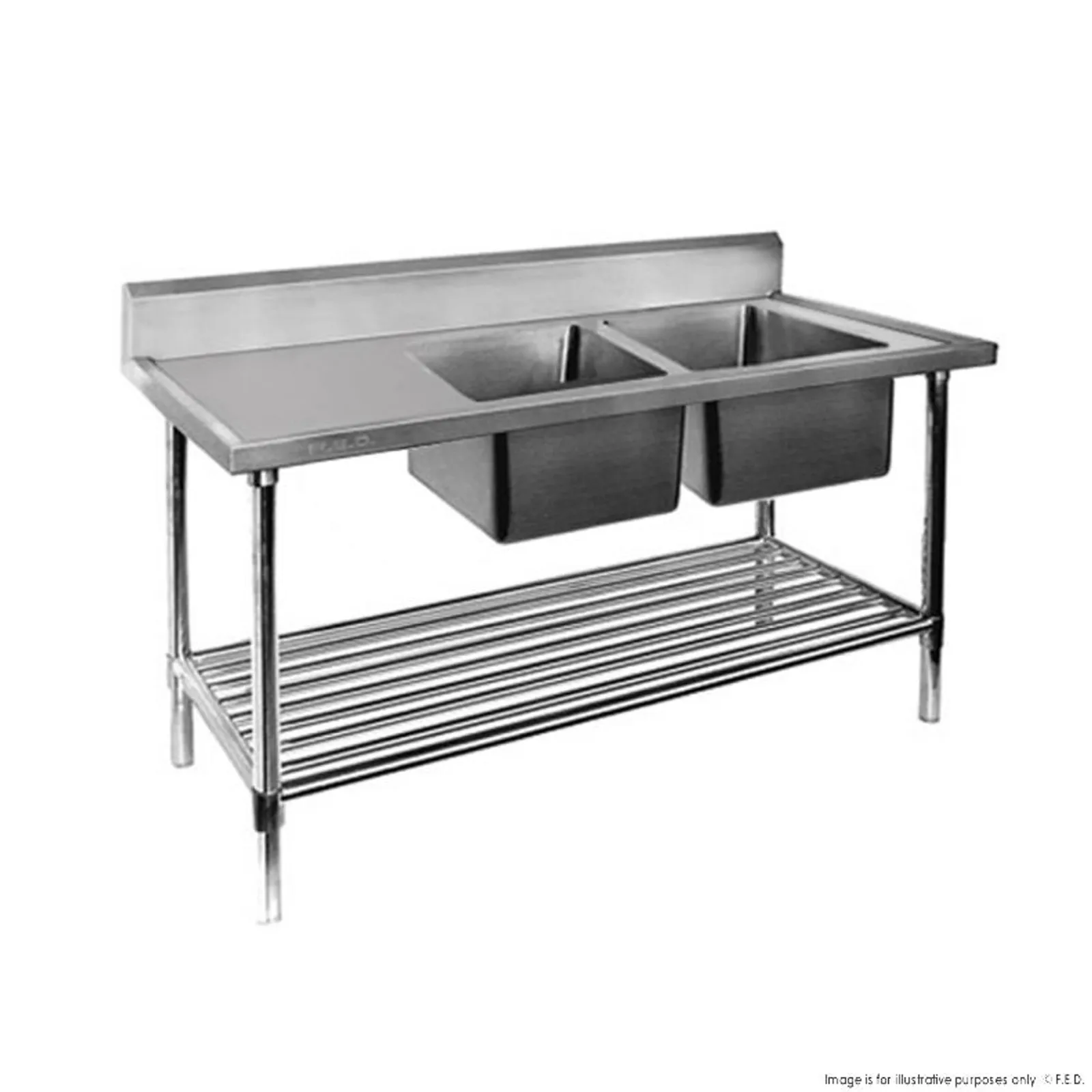 Modular Systems DSB7-2100R/A - Double Right Sink Bench with Pot Undershelf