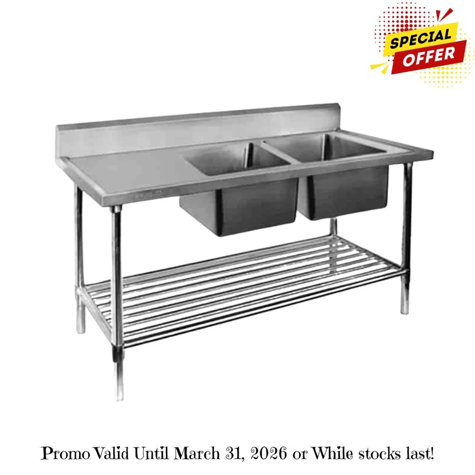 Modular Systems DSB7-2400R/A - Double Right Sink Bench with Pot Undershelf