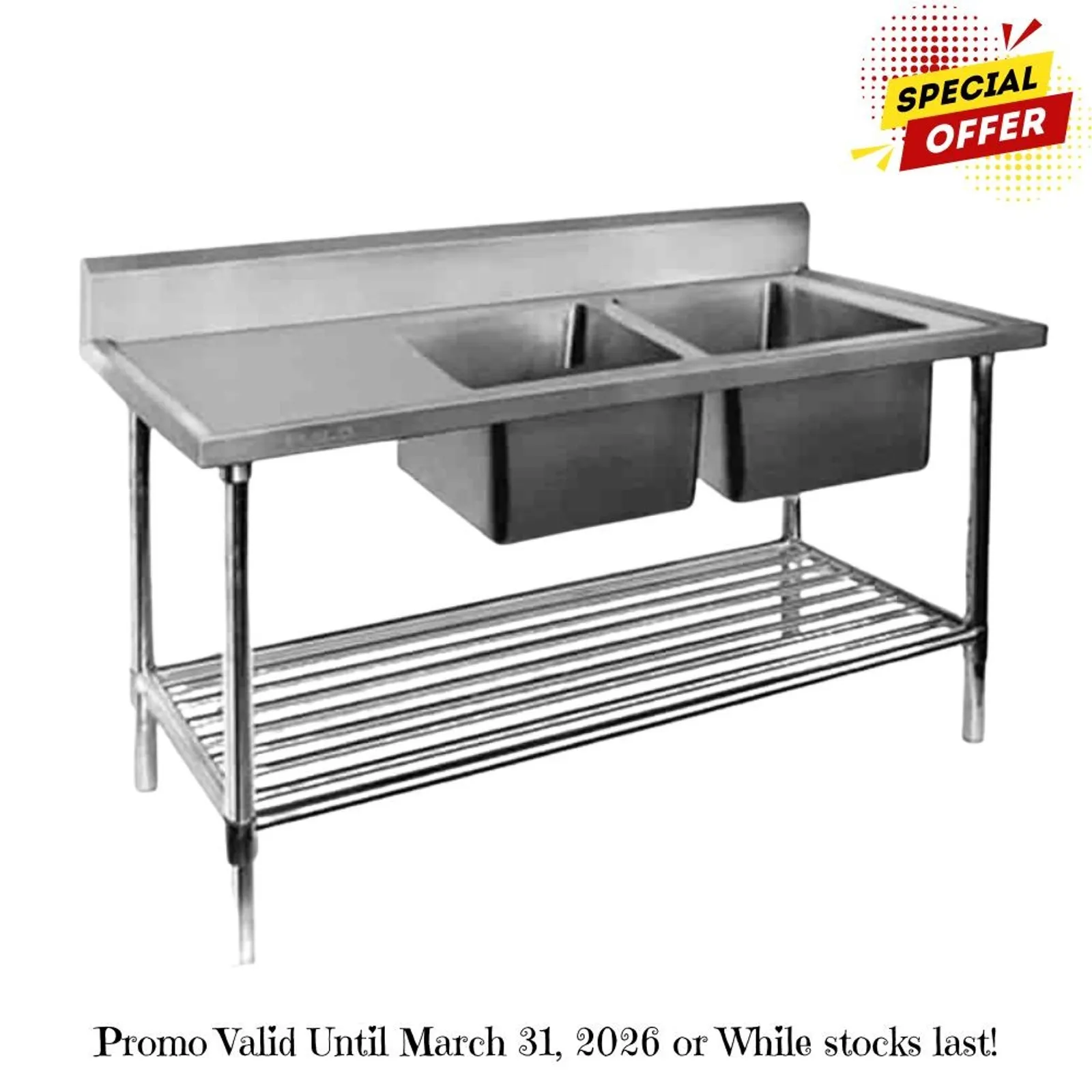 Modular Systems DSB6-1500R/A - Double Right Sink Bench with Pot Undershelf