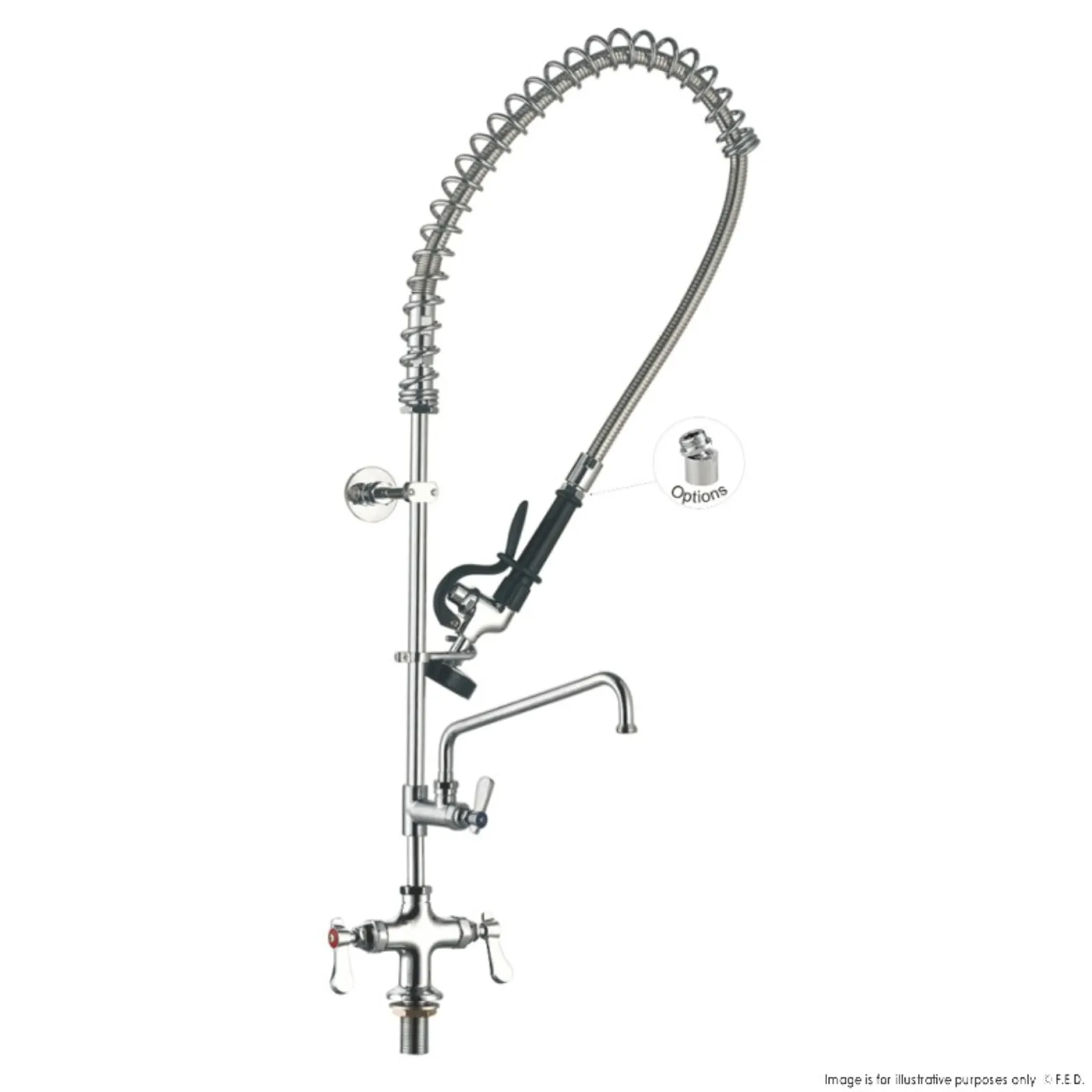 Sunmixer T98001-2 - Pre Rinse Unit with Add-on faucet and 305mm Swing Nozzle
