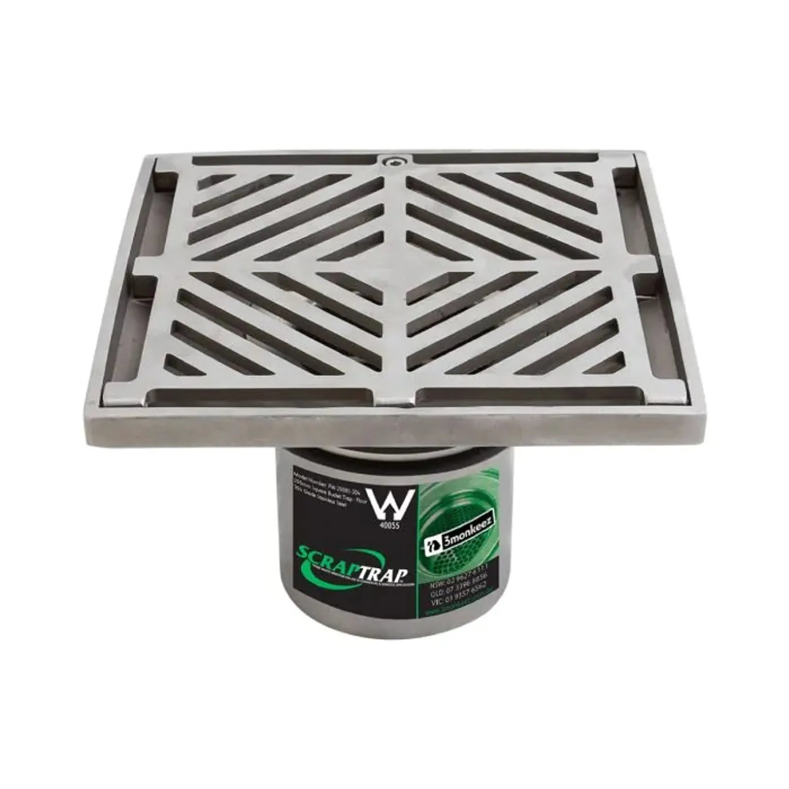 Scraptrap FW-200BS-316 - 200mm Square Floor Waste Arrestor
