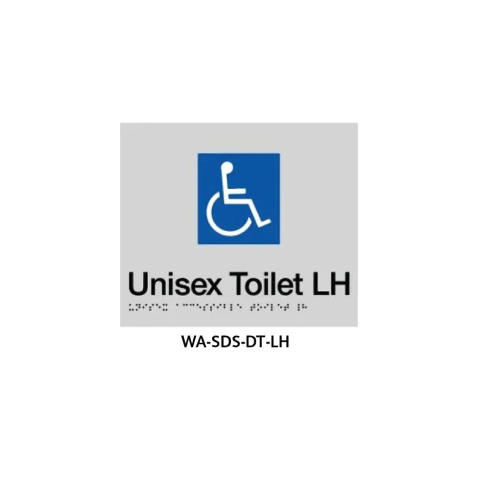 3Monkeez WA-SDS-DT-LH - Braille Sign Unisex Disabled Toilet LHS (Silver)