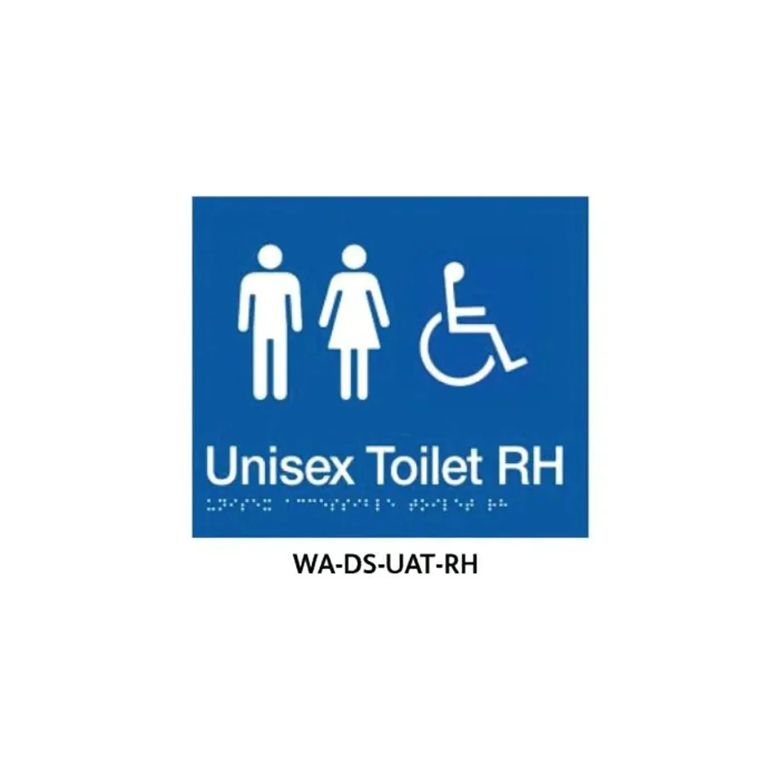 3Monkeez WA-DS-UAT-RH - Braille Sign Unisex Accessible Toilet RHS (Blue)