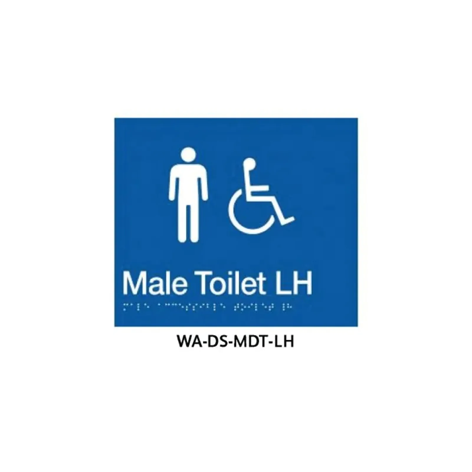 3Monkeez WA-DS-MDT-LH - Braille Sign Male Disabled Toilet LHS (Blue)