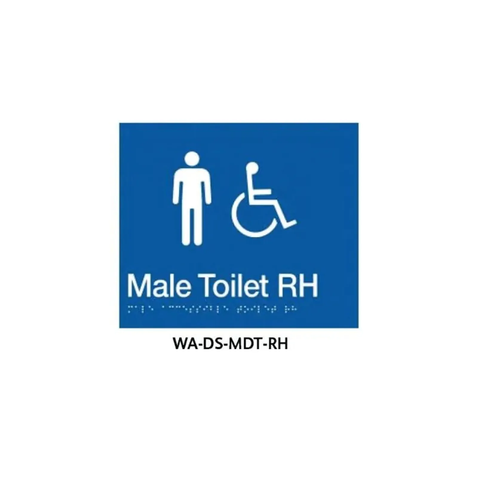 3Monkeez WA-DS-MDT-RH - Braille Sign Male Disabled Toilet RHS (Blue)
