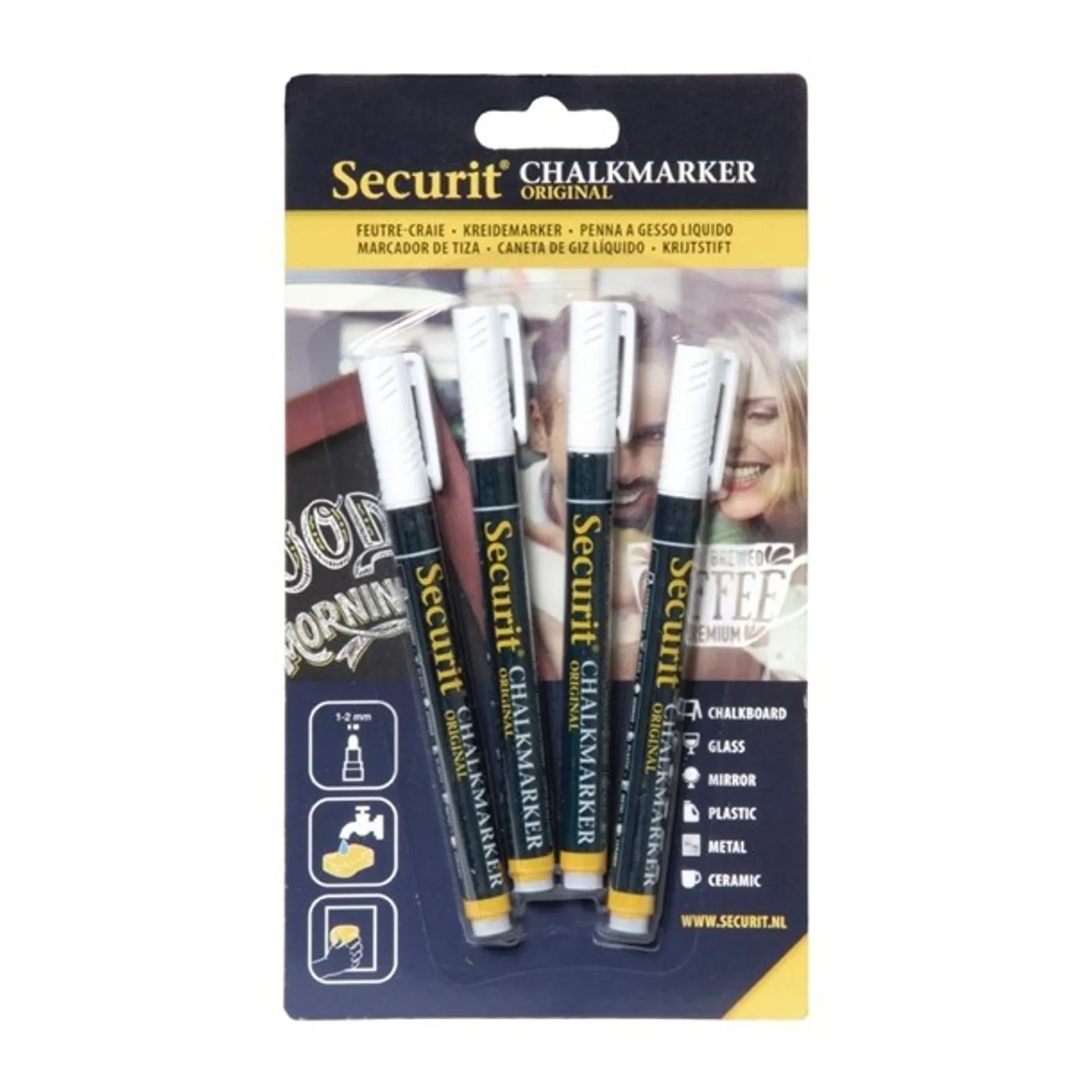 Securit GJ551 - 2mm Liquid Chalk Pens White (Pack of 4)