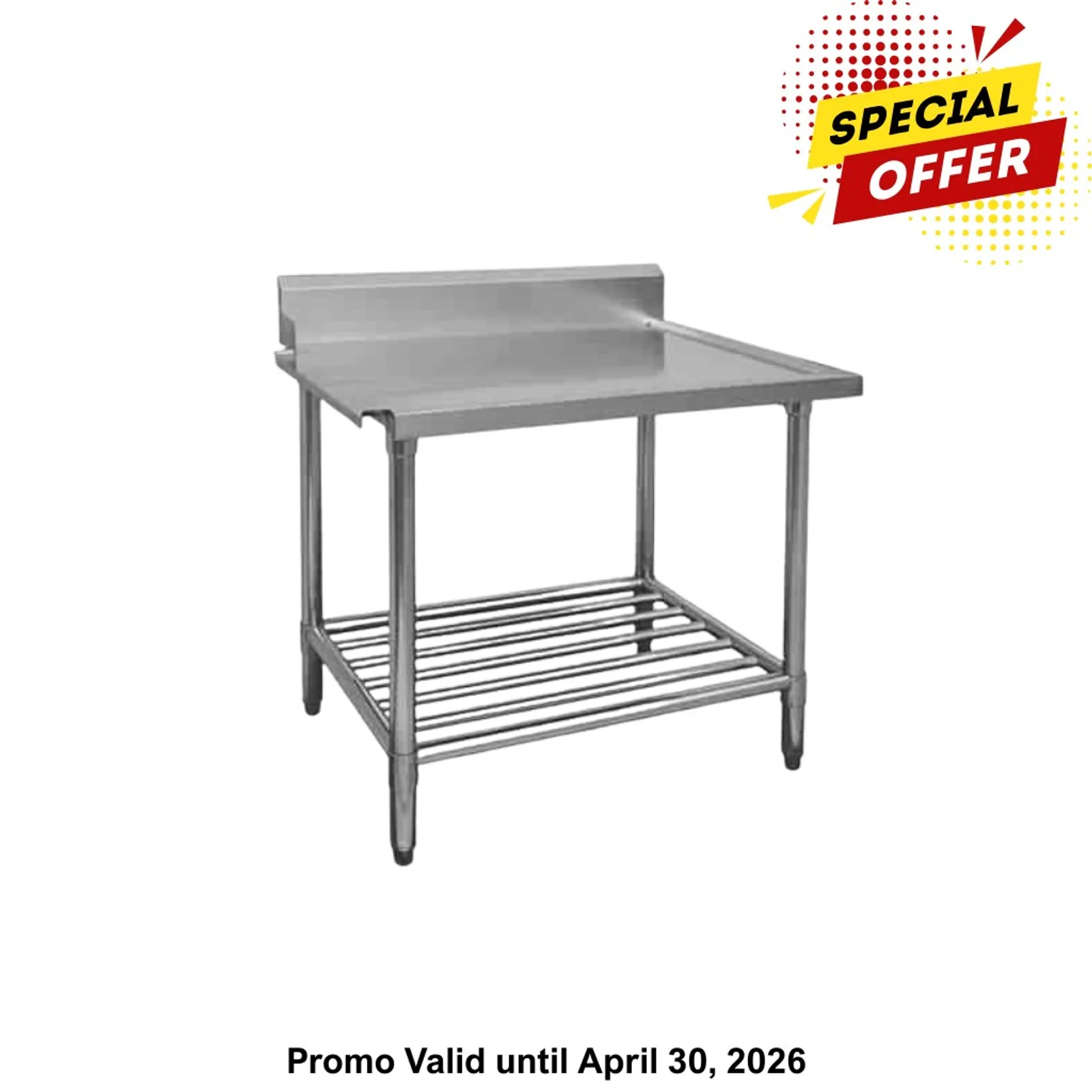 Modular Systems WBBD7-0900L/A - All Stainless Steel Dishwasher Bench Left Outlet