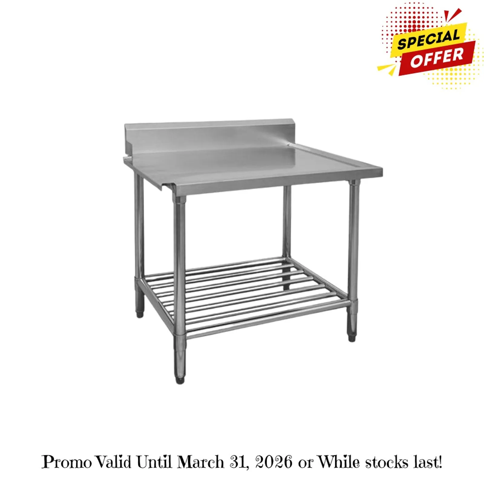Modular Systems WBBD7-1800L/A - All Stainless Steel Dishwasher Bench Left Outlet