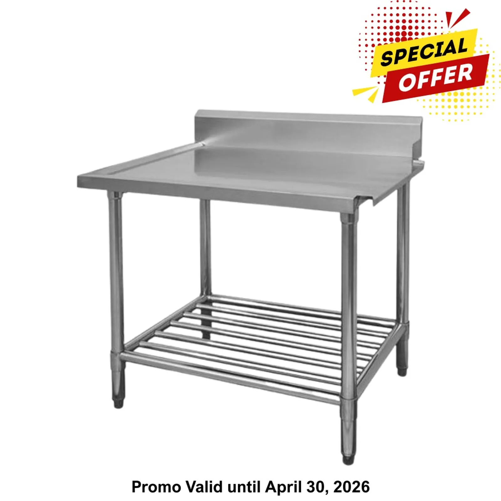 Modular Systems WBBD7-0600R/A - All Stainless Steel Dishwasher Bench Right Outlet