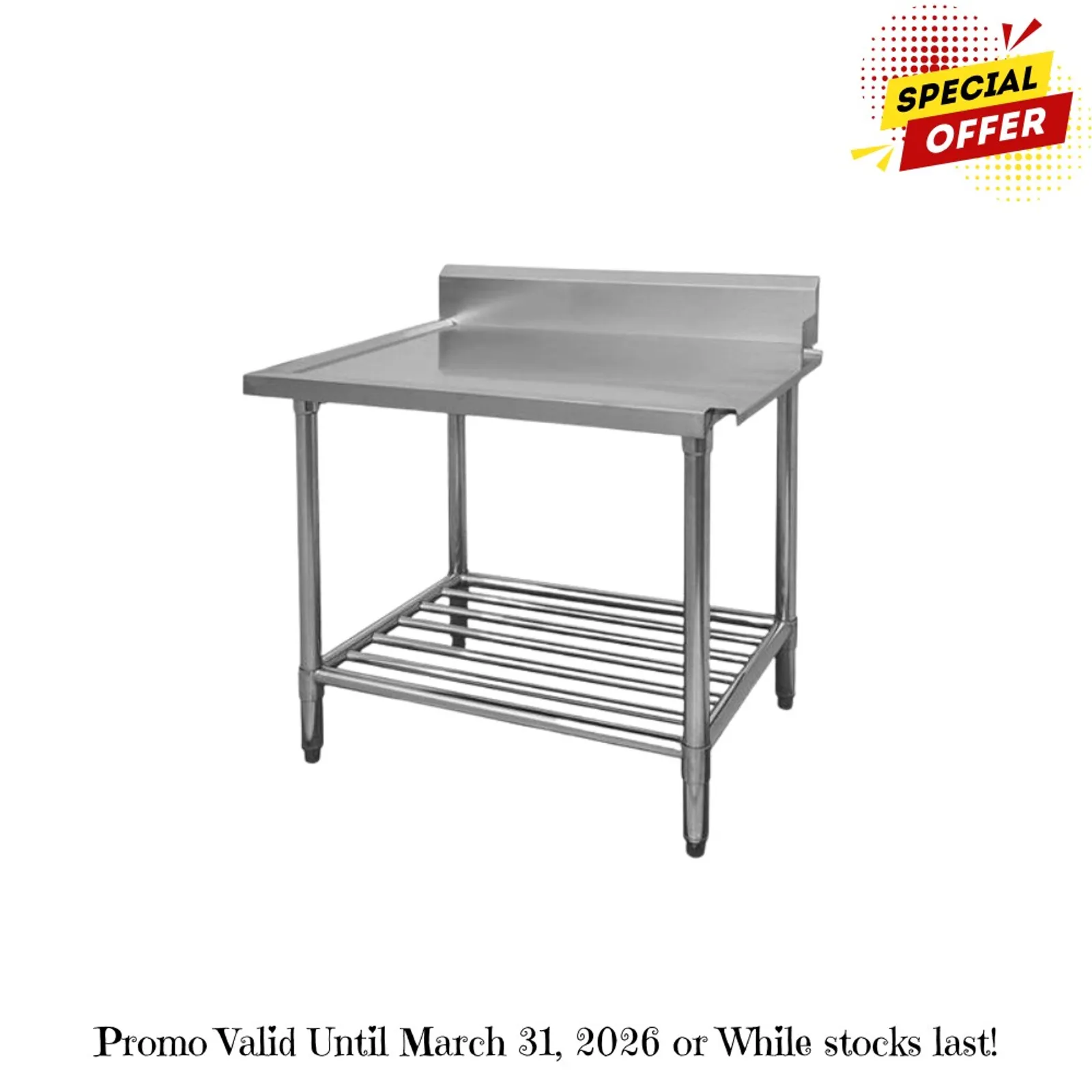 Modular Systems WBBD7-1800R/A - All Stainless Steel Dishwasher Bench Right Outlet