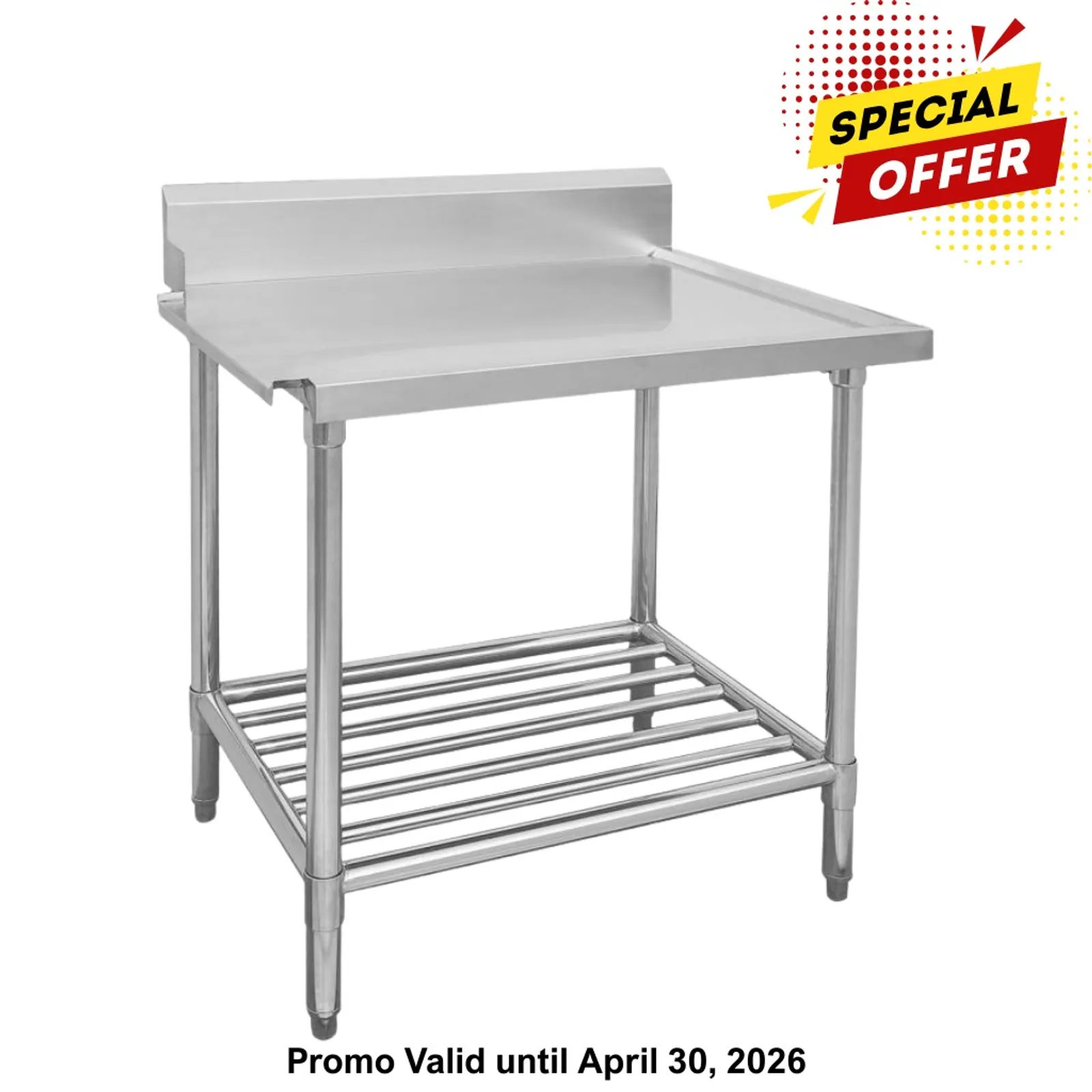 Modular Systems WBBD7-0600L/A - All Stainless Steel Dishwasher Bench Left Outlet