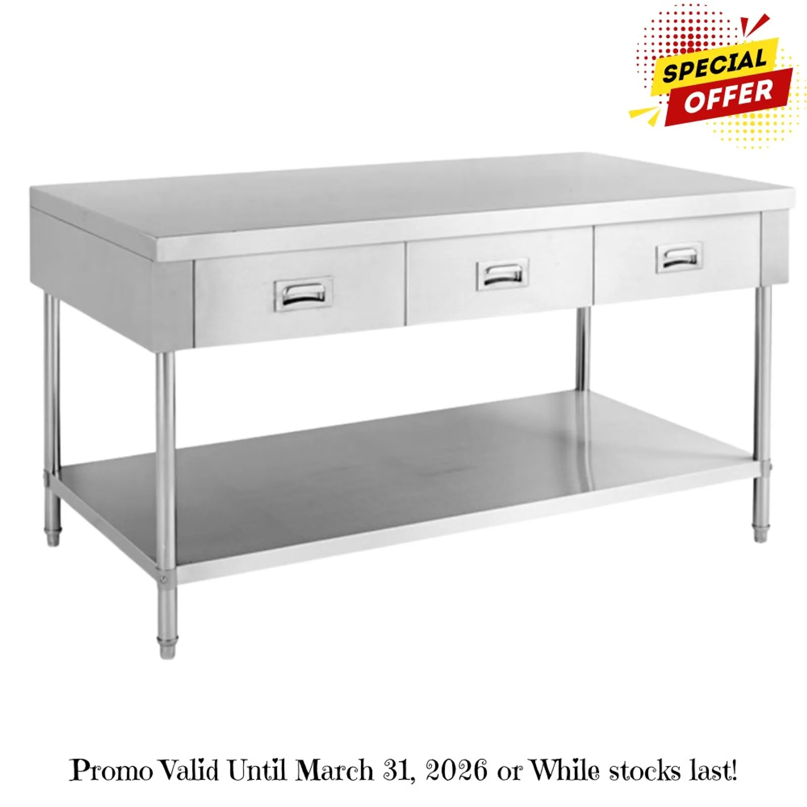 Modular Systems SWBD-7-1500 - Work bench with 3 Drawers and Undershelf