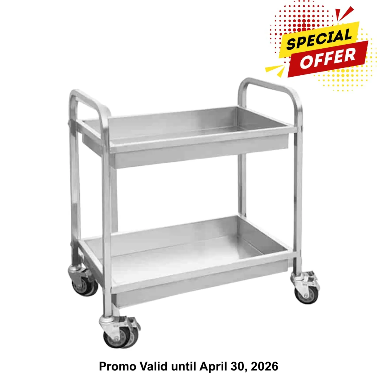 Modular Systems YC-102D - Stainless Steel Trolley with 2 Shelves