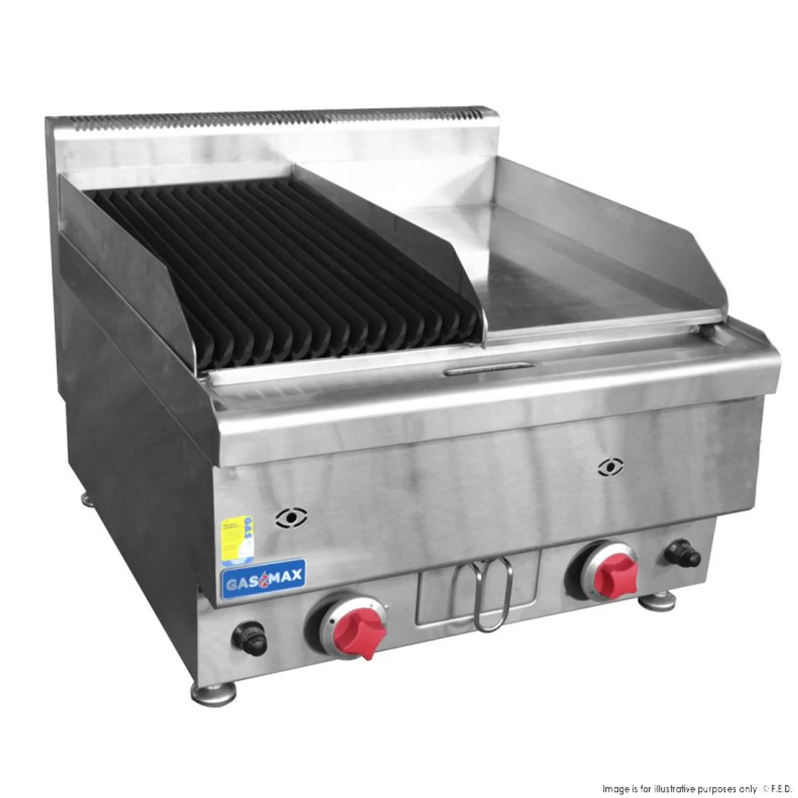 Gasmax JUS-TRGH60E - Benchtop Combo 1/2 Char & 1/2 Griddle