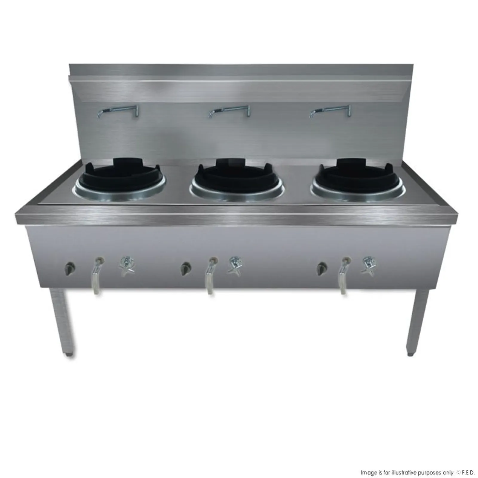 Gasmax WW-3N - Stainless Steel Waterless Nature Gas Triple Wok