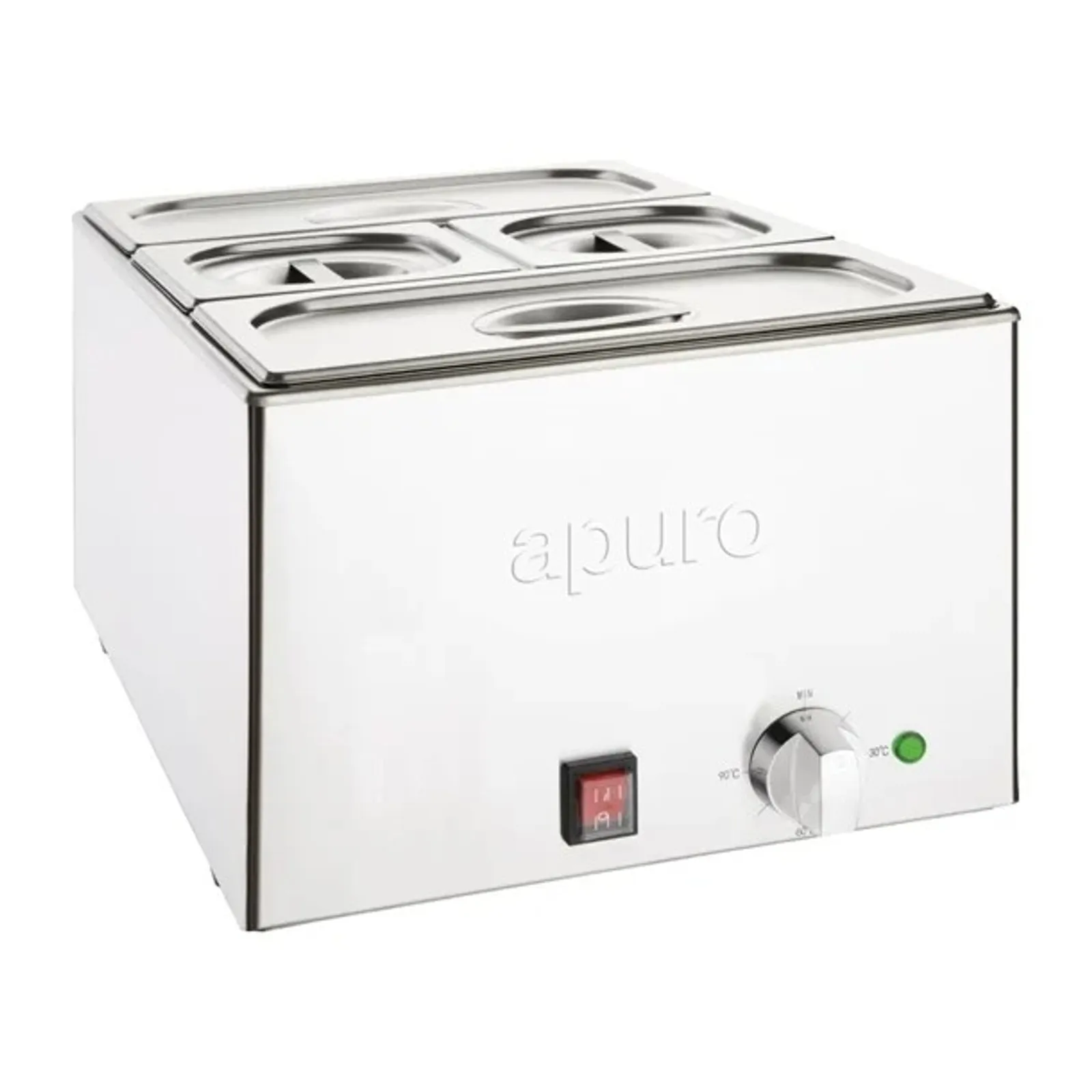 Apuro FT691-A - Bain-Marie with Pans 2x1/3 & 2x1/6 Pans 150mm Deep Inc Lids