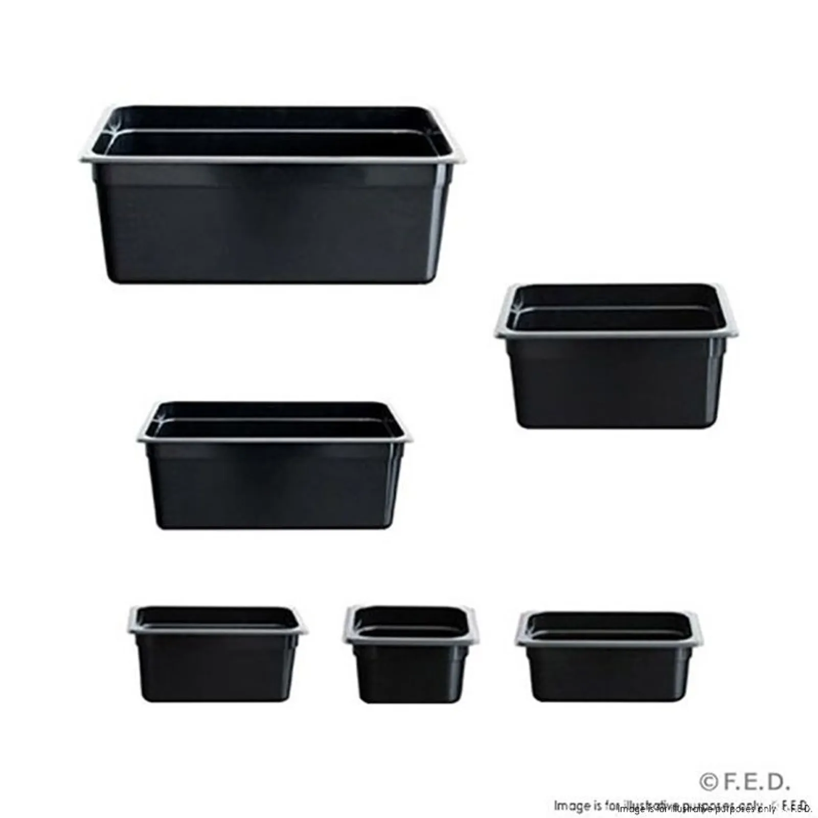 FED JW-P112B - Black Poly 1/1 x 65 mm Gastronorm Pan