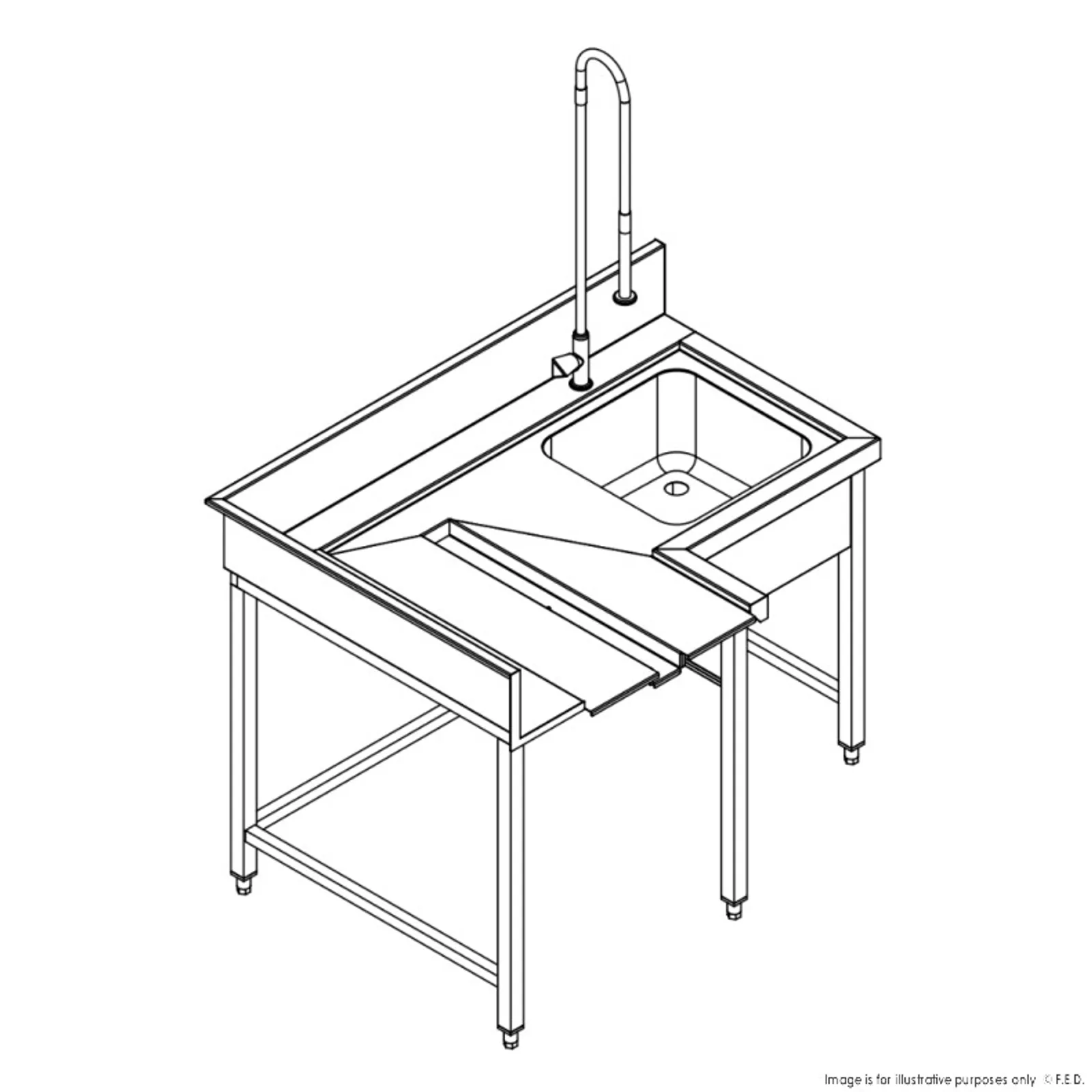 Fagor Professional MCFD-1000D - Pre-Rinsing Sink Bench w/ Introductor of Baskets
