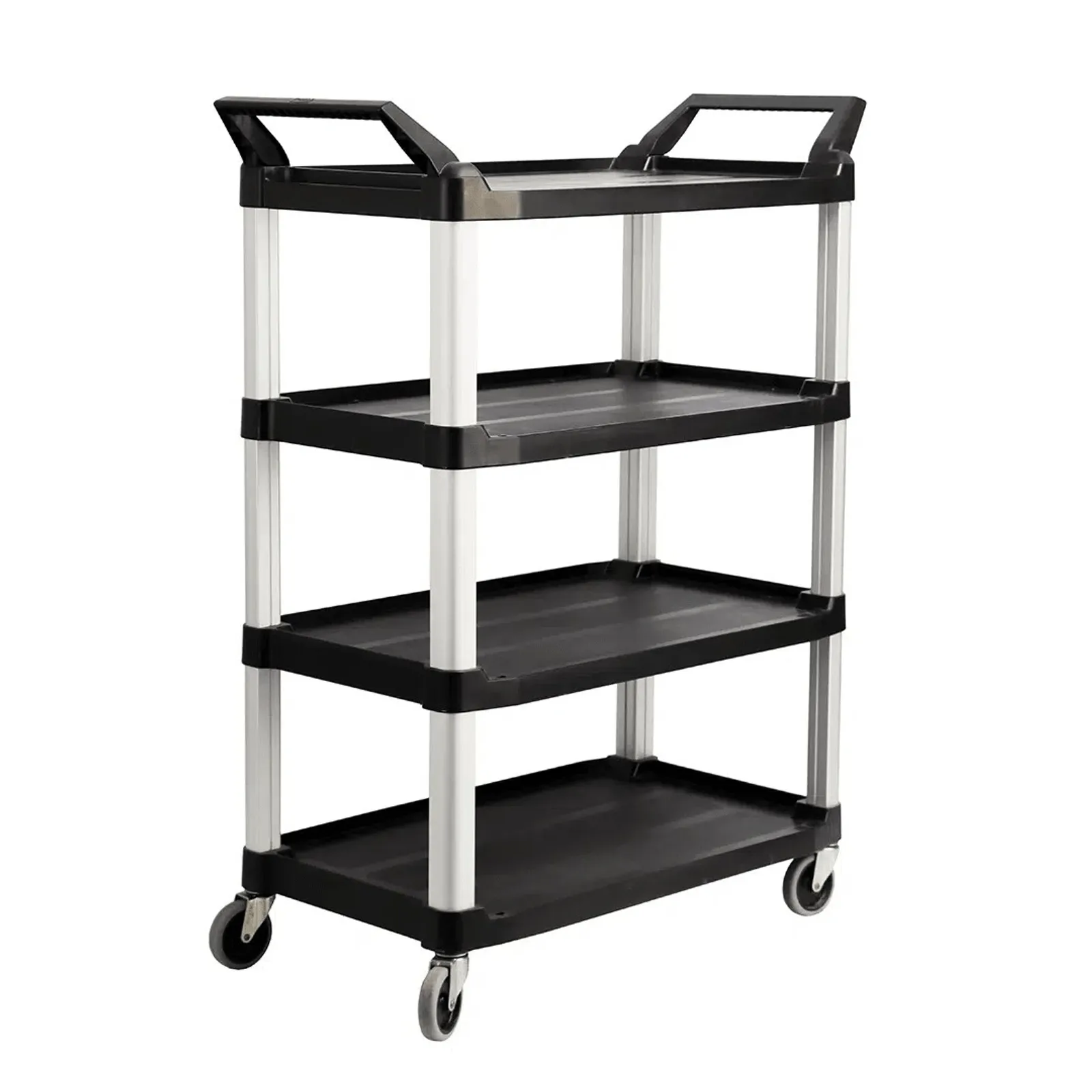 KH TRUST® Commercial 18092 - 4 Tier Large Black Utility Service Cart