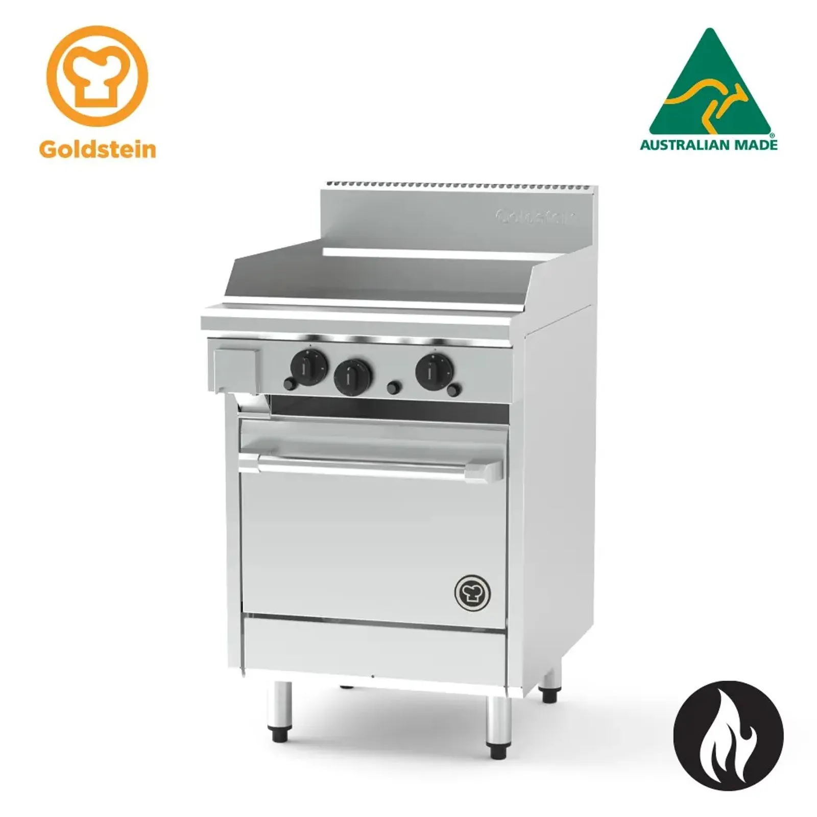 Goldstein PF24G20-X - 600mm Gas Griddle with 500mm Gas Static Oven