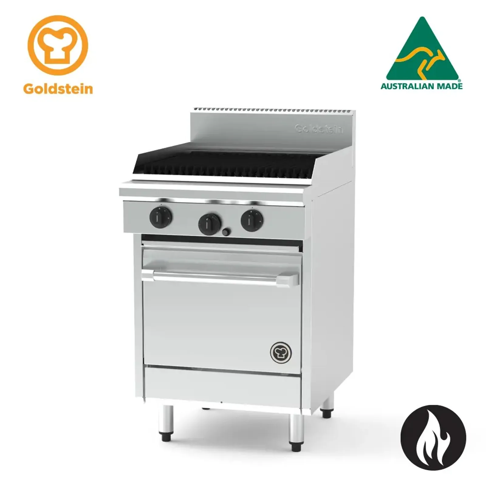 Goldstein PF24Q20-X - 600mm Chargrill with 500mm Gas Static Oven