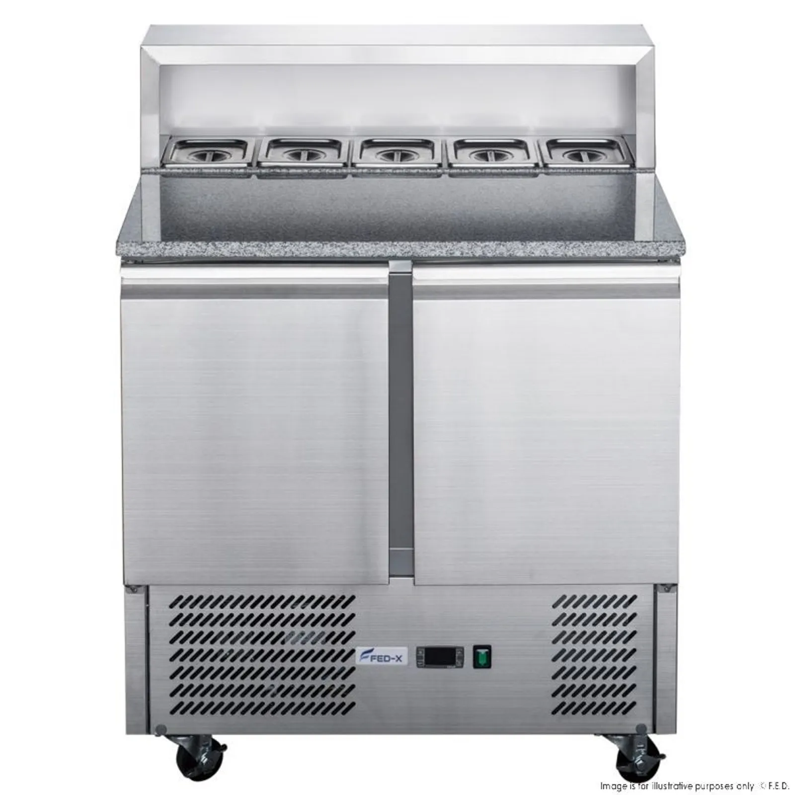 FED-X XGNS900E - Two Door Salad Prep Fridge with Marble Top