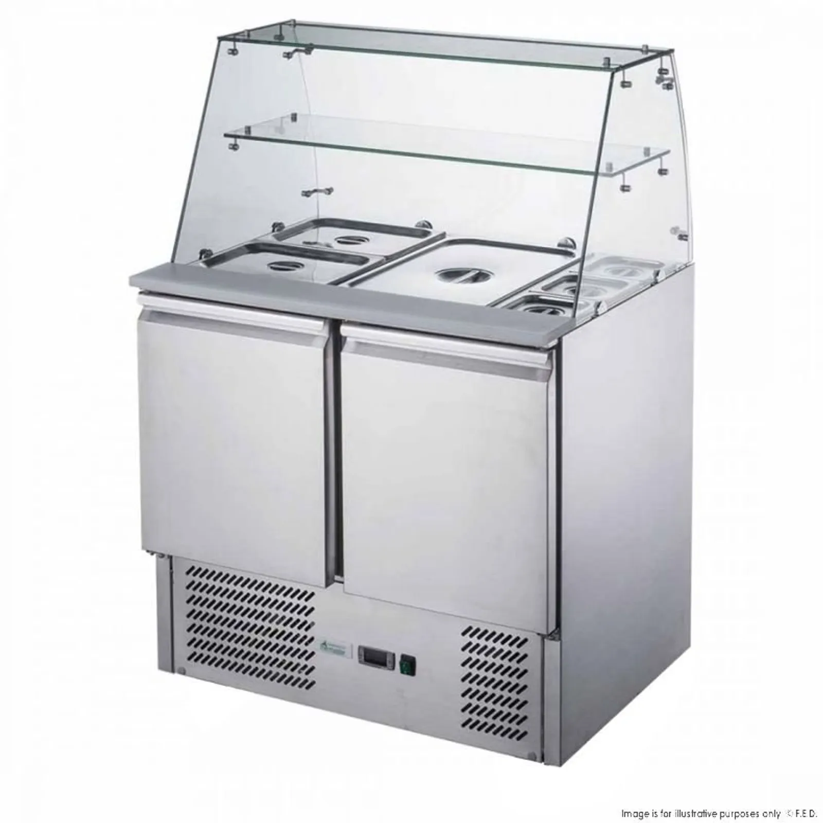 FED-X XS900GC - Two Door Salad Prep Fridge with Glass Top