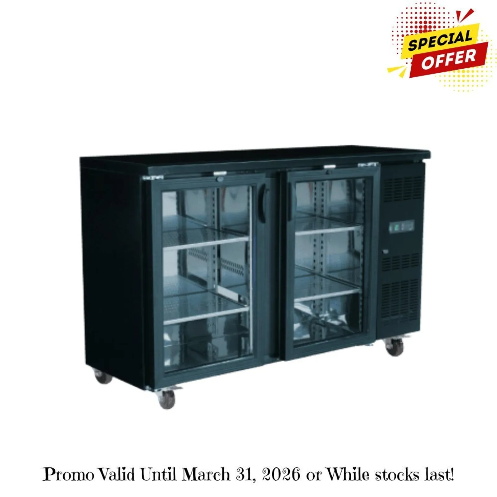 Exquisite UBC380 - 2 Swing Doors Backbar Display Fridge