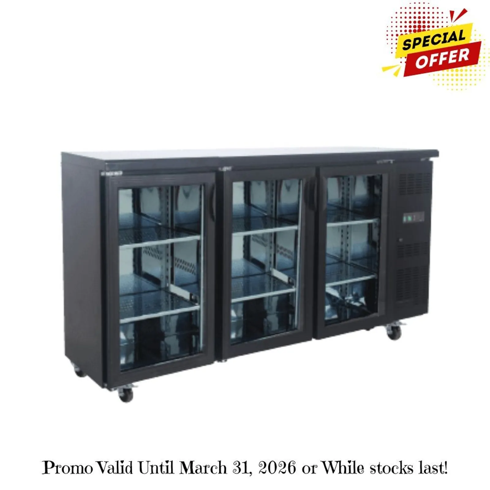 Exquisite UBC570 - 3 Swing Doors Backbar Display Fridge