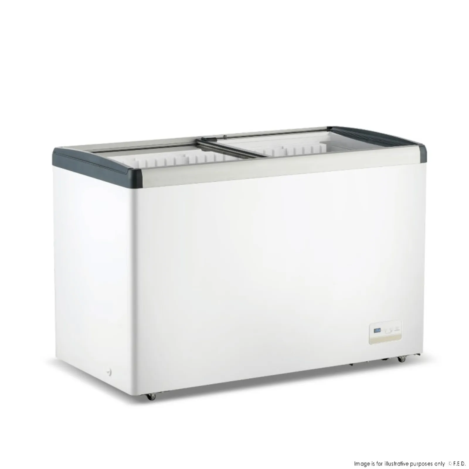 Thermaster WD396G - 396L Chest Freezer with Flat Glass Sliding Lids