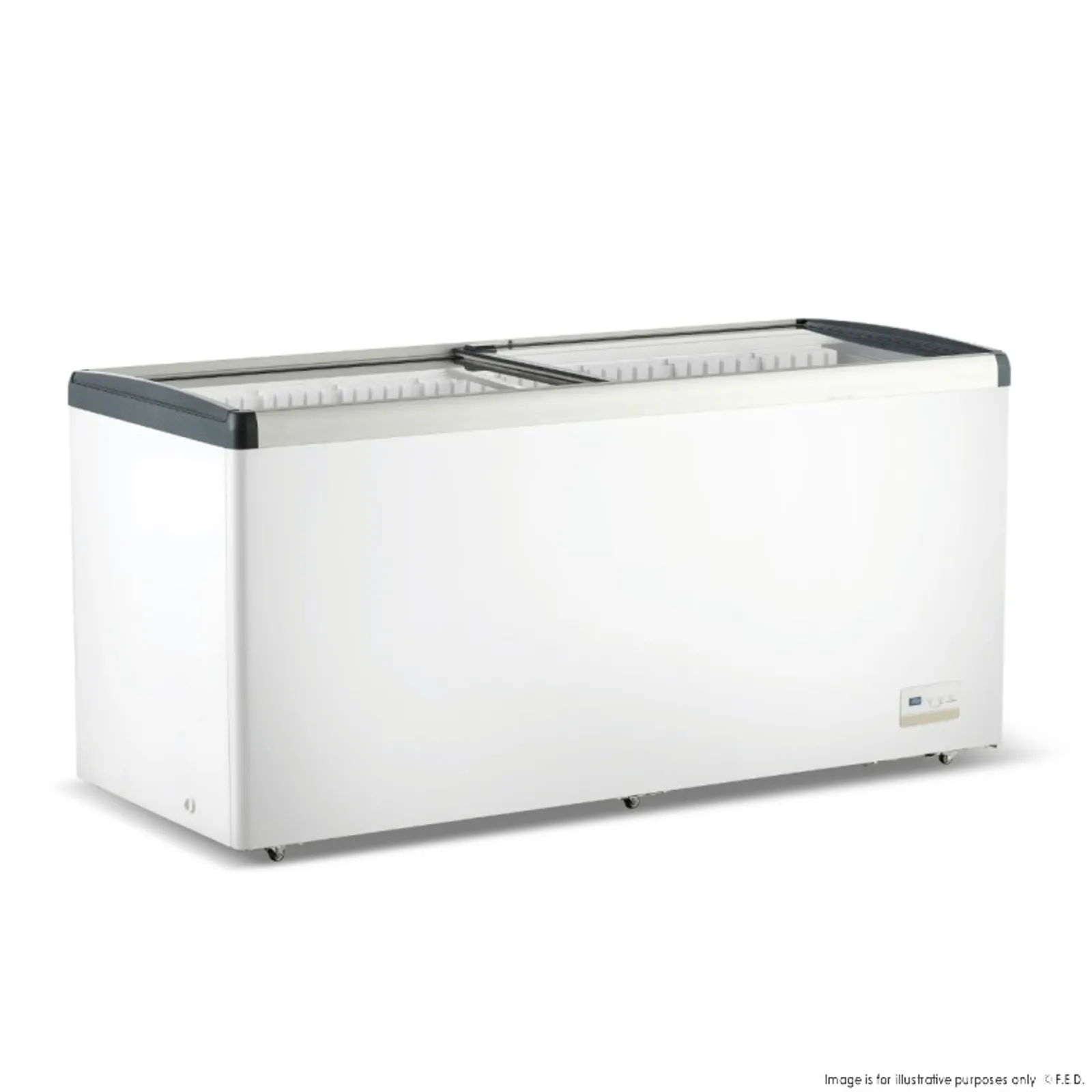 Thermaster WD586G - 586L Chest Freezer with Flat Glass Sliding Lids