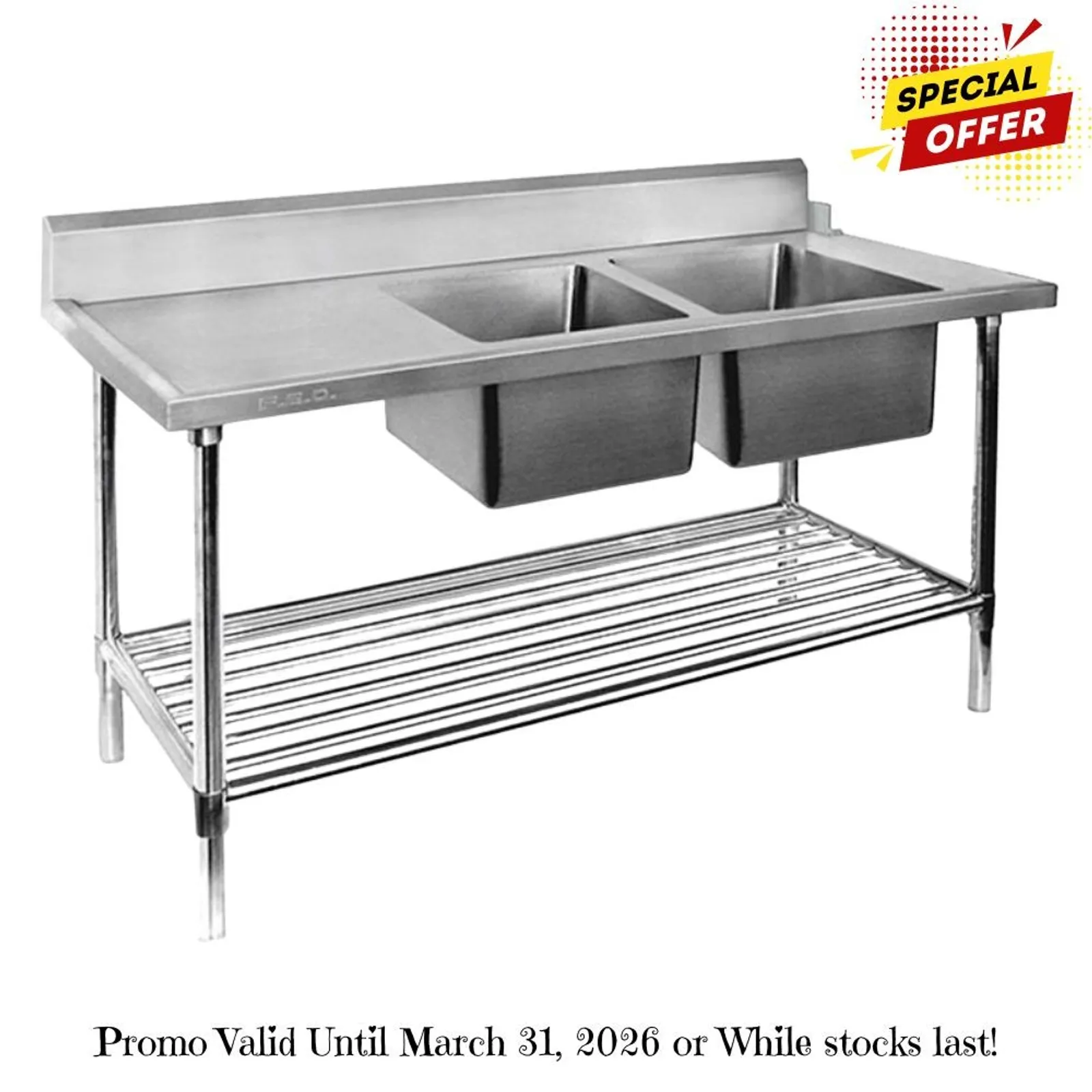 Modular Systems DSBD7-1500R/A - Right Inlet Double Sink Dishwasher Bench