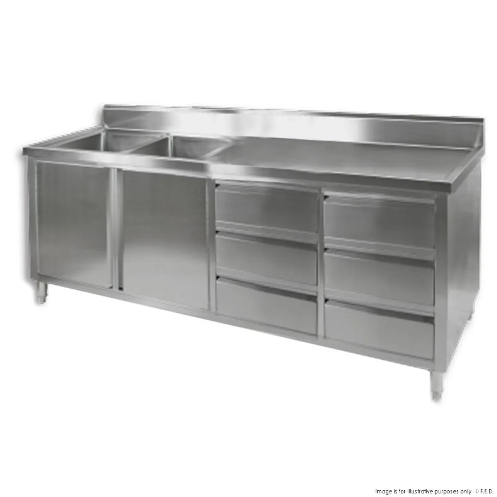 Modular Systems DSC-2400L-H - KITCHEN TIDY CABINET WITH DOUBLE LEFT SINKS