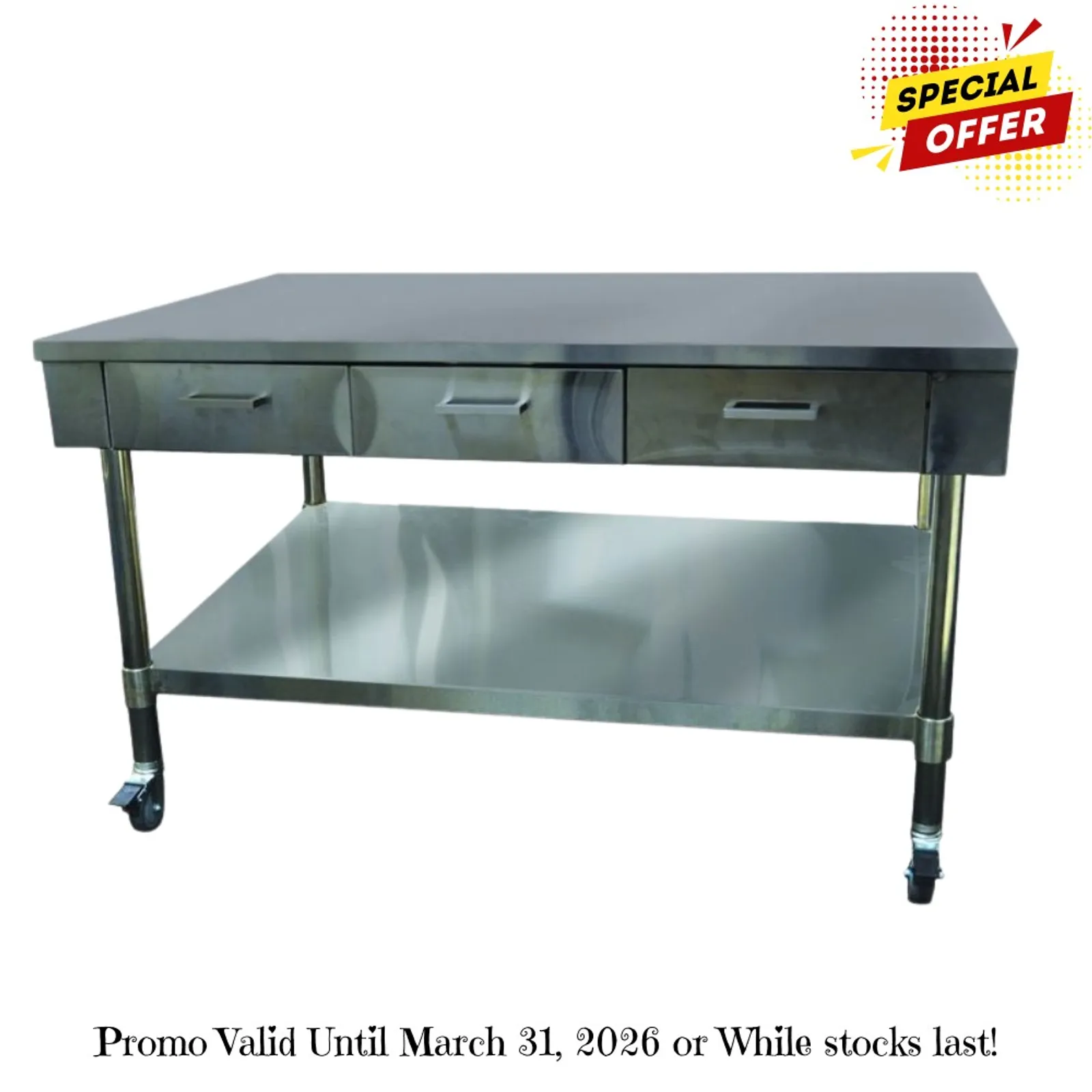 Modular Systems SWBD8-3 - Work Bench with 3 Drawers and Under Shelf