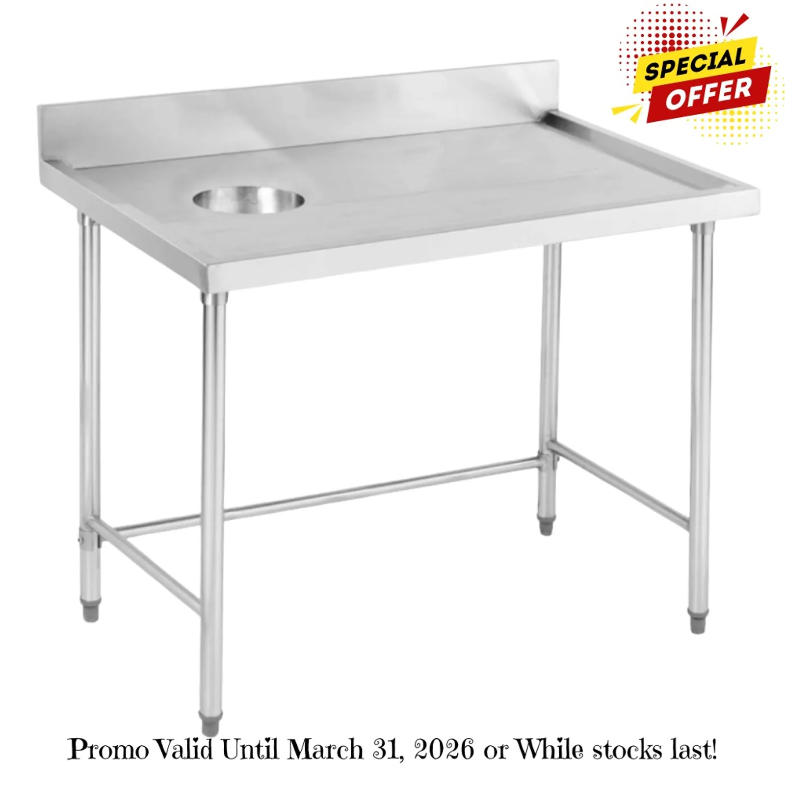 Modular Systems SWCB-7-1200L - Stainless Steel Bench w/ Splashback