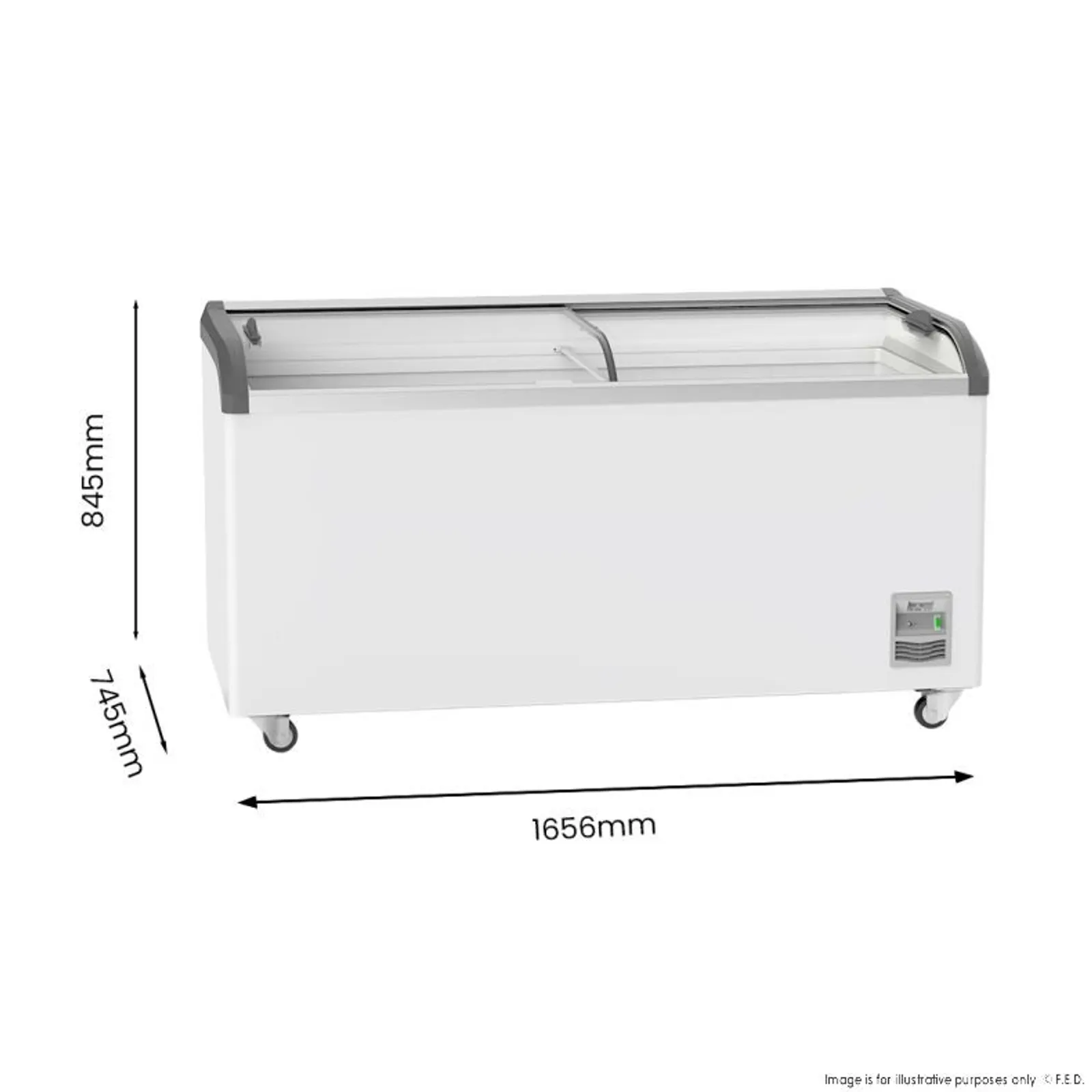 Thermaster SD-576K - Heavy Duty Supermarket Glass Sliding Lid Freezers 561L