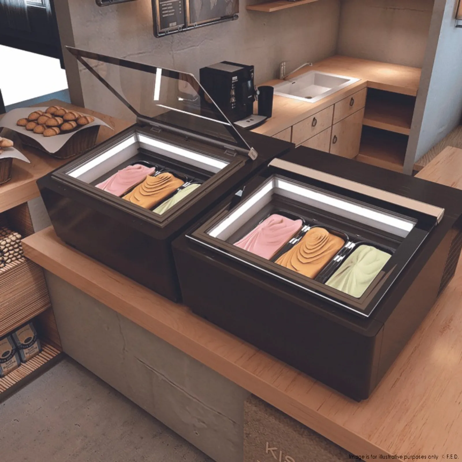 Bonvue CGD-03B - Bench Top Gelato / Ice cream Display