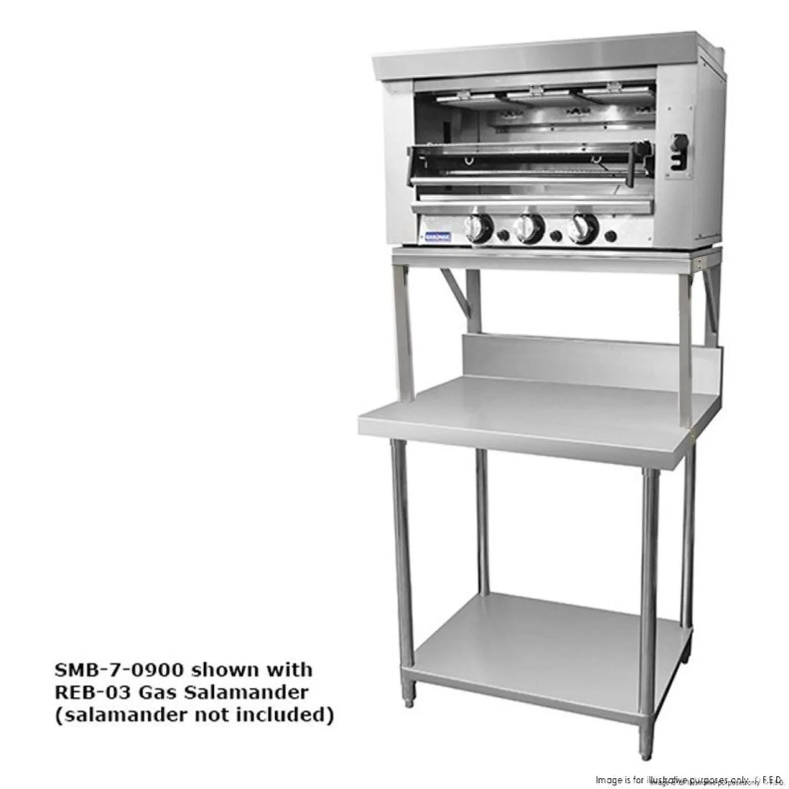 Gasmax SMB-7-0900 - Heavy Duty Salamander Bench with Shelf Braces