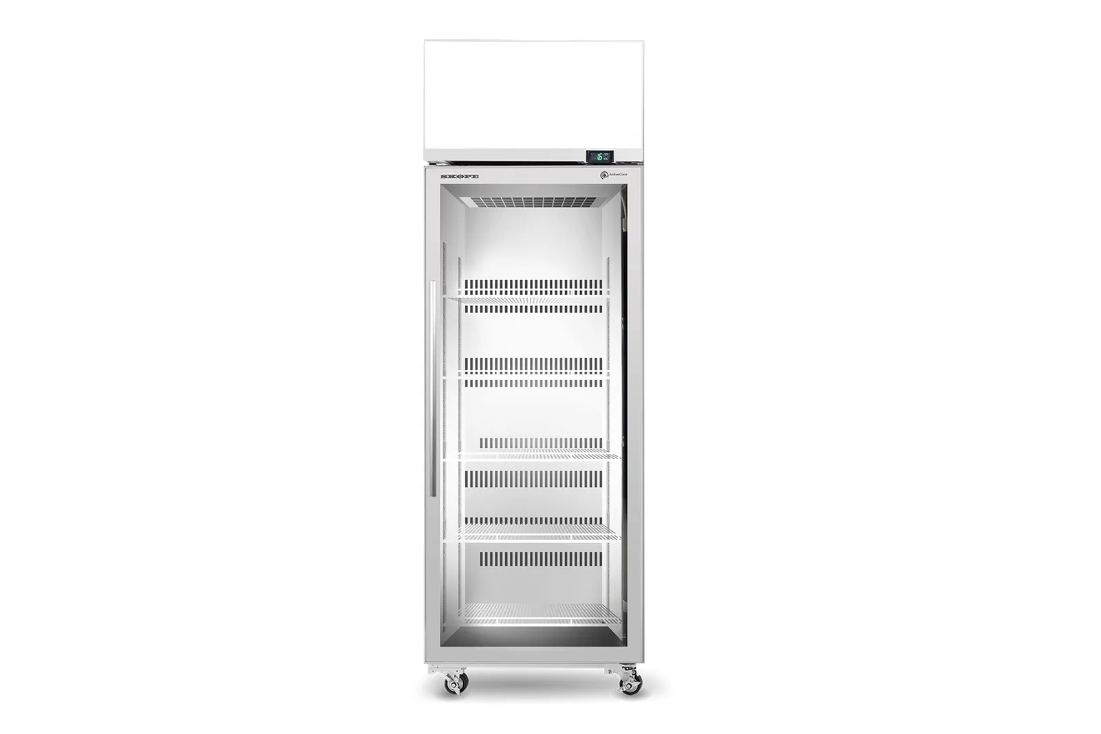 SKOPE ActiveCore TME650N-AC Top Mount 1 Glass Door Fridge, Lit Sign