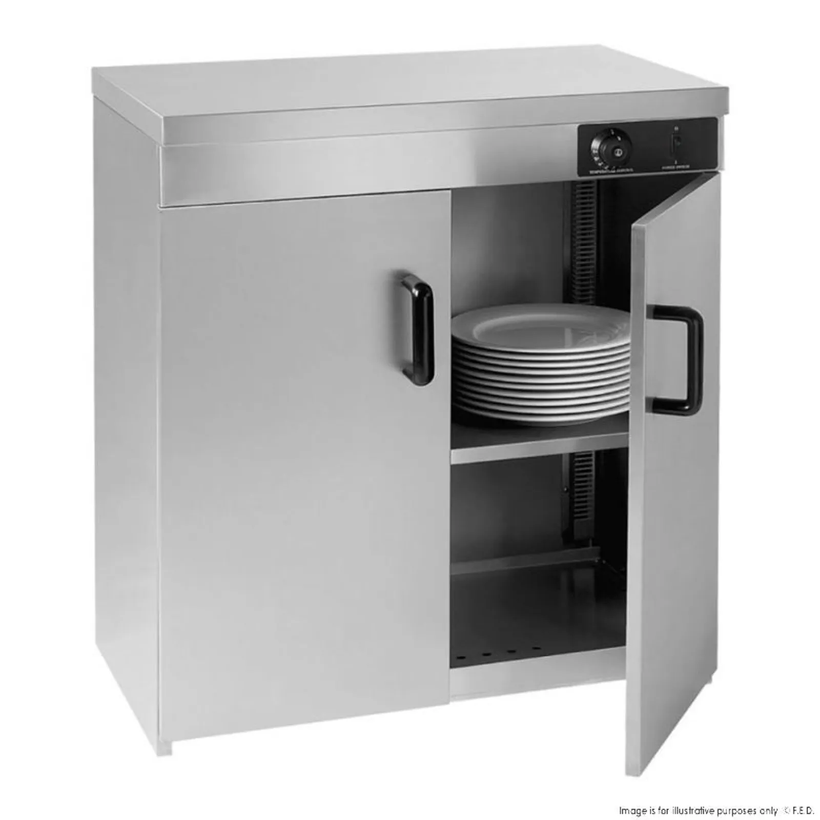 PW-DE - Stainless Steel Double Cabinet Plate Warmer 120 Plates