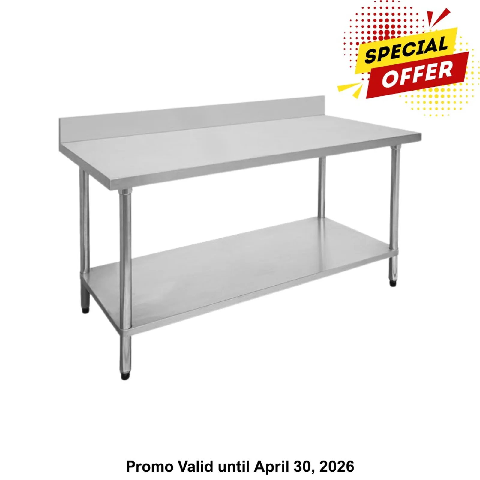 Modular Systems 1200-6-WBB - Economic 304 Grade Stainless Steel Table with splashback 1200x600x900